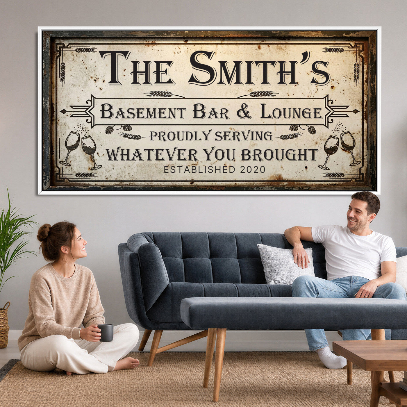 28317410-PAN-FL-20X10 - Custom Bar Sign Wall Art Canvas Print