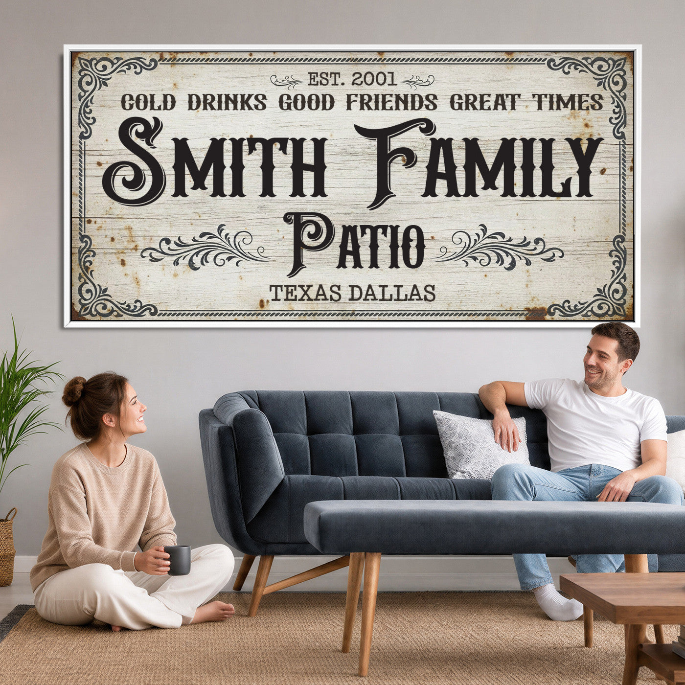 82858529-PAN-FL-20X10 - Custom Bar Sign Wall Art Canvas Print