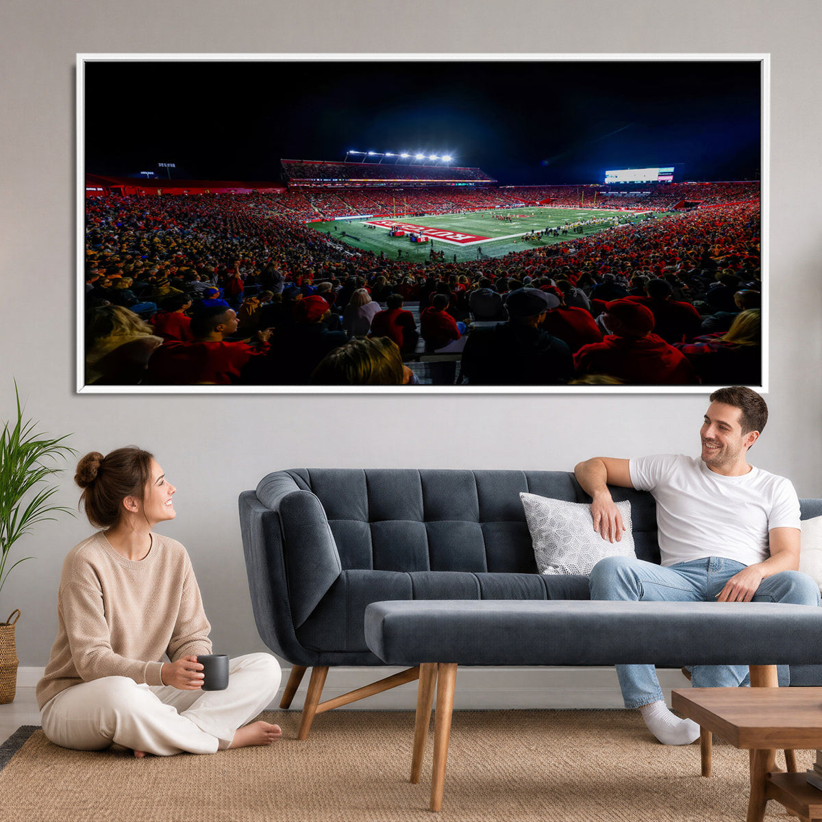 18115-PAN-FL-20X10 - Rutgers Scarlet Knights Football Team Print - SHI Stadium, Piscataway Wall Art Canvas Print