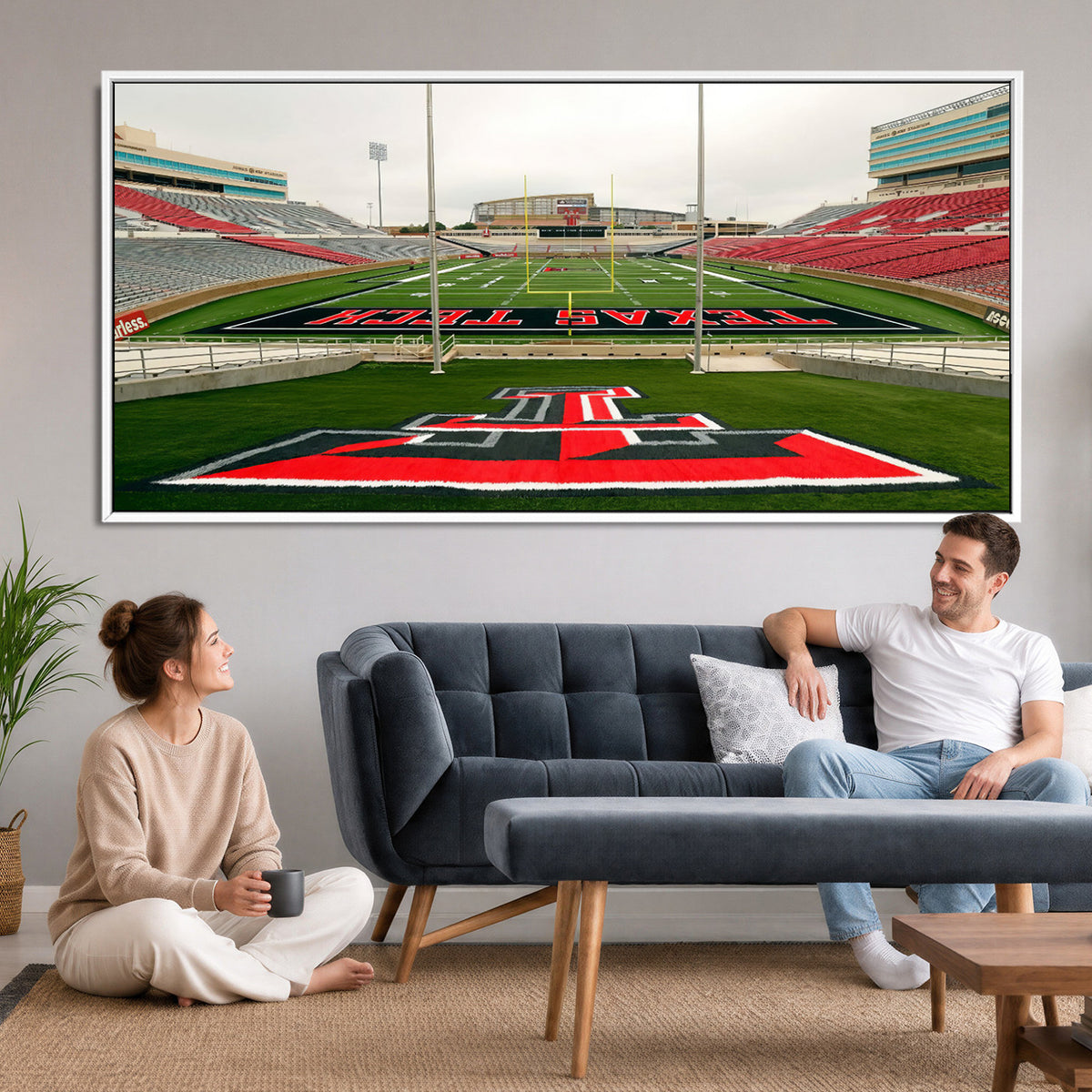 43169-PAN-FL-20X10 - Texas Tech Red Raiders Football Team Print - Lubbock Jones AT&T Stadium Wall Art Canvas Print