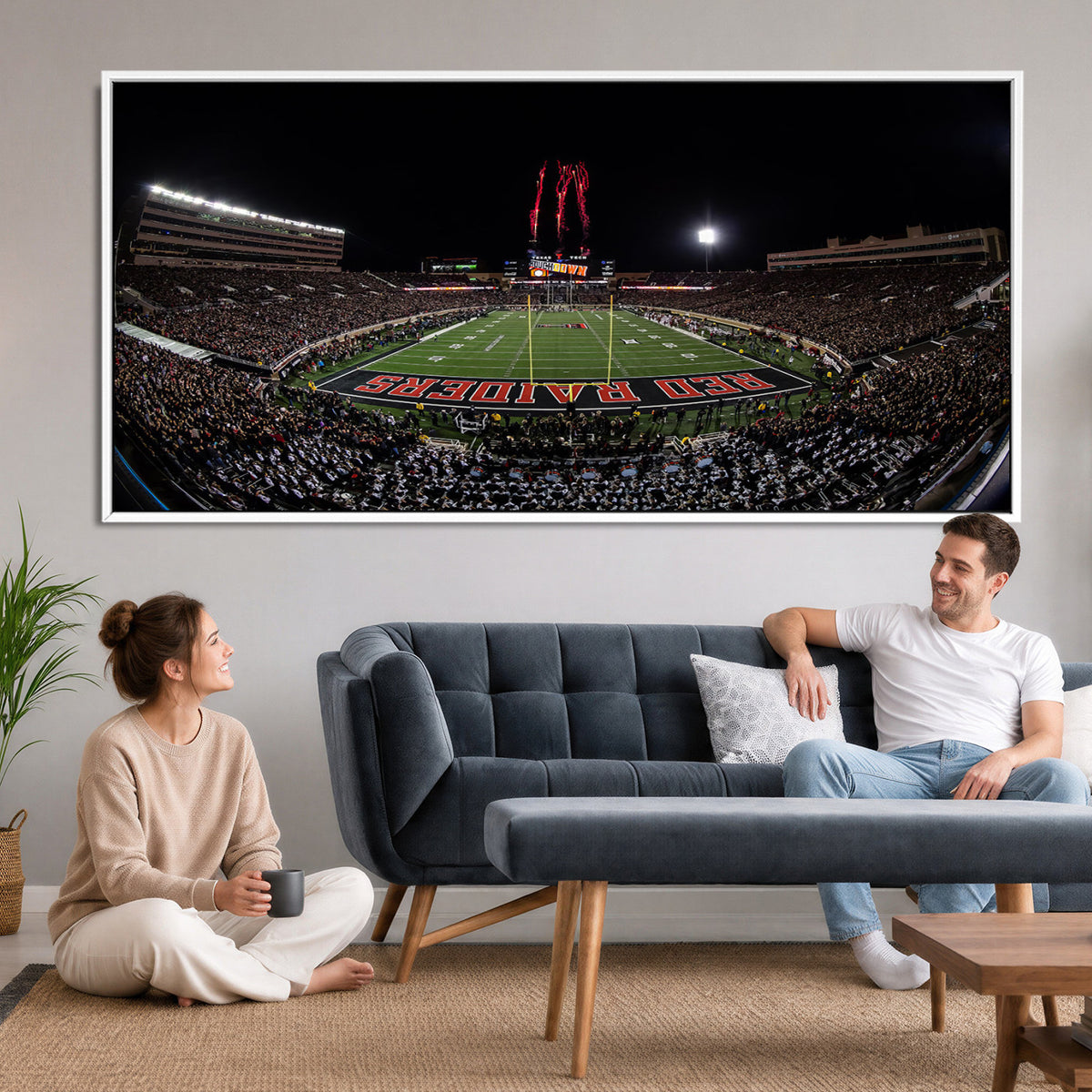 83122-PAN-FL-20X10 - Framed Texas Tech Red Raiders Stadium Canvas, Texas Tech Red Raiders Football Team Print - Lubbock