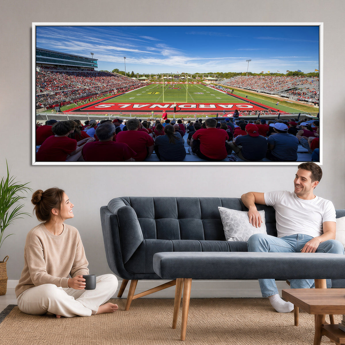 71475-PAN-FL-20X10 - Ball State Cardinals Football Team Print - Muncie Scheumann Stadium Wall Art Canvas Print
