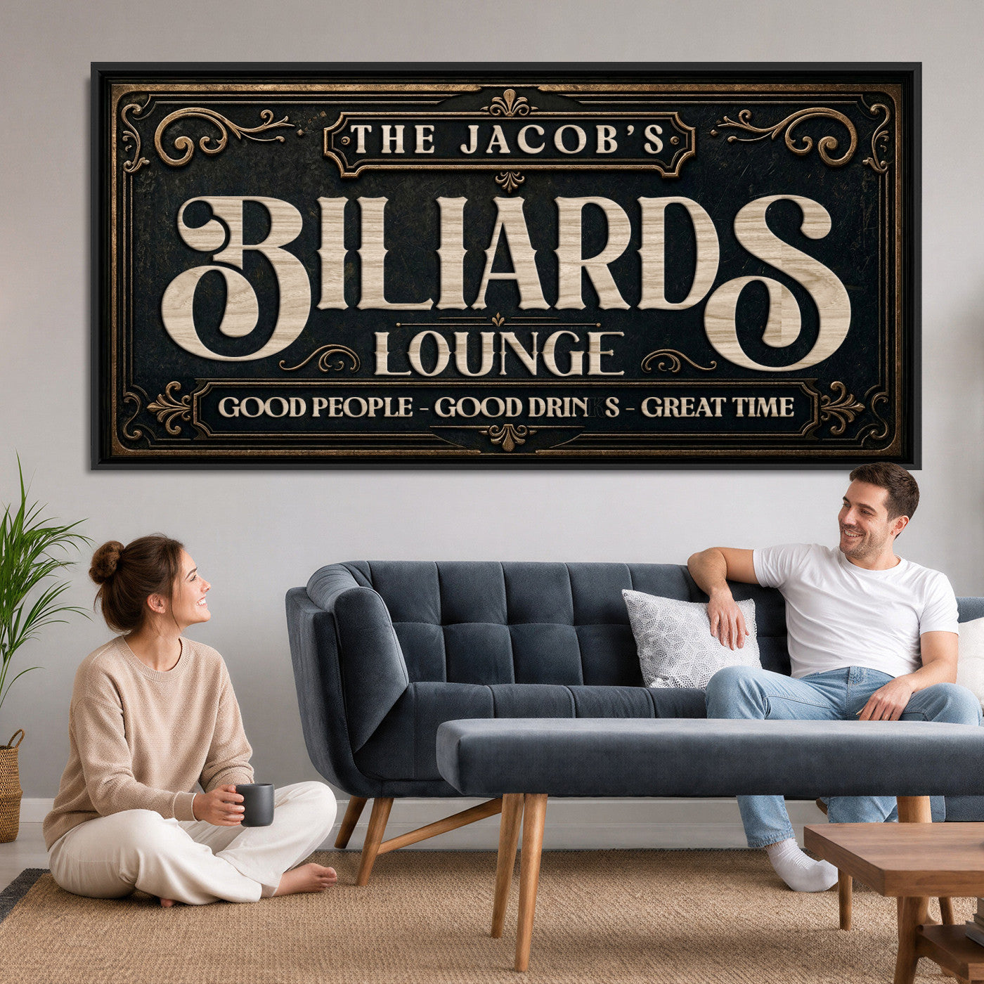 47215219-PAN-FL-20X10 - Custom Bar Sign Wall Art Canvas Print