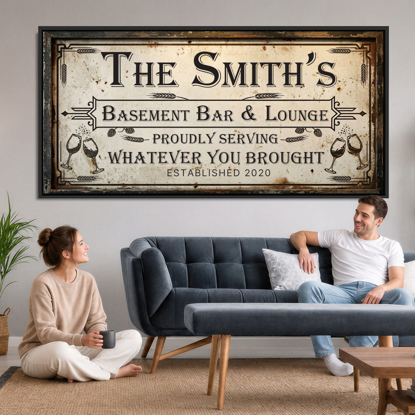 28317410-PAN-FL-20X10 - Custom Bar Sign Wall Art Canvas Print