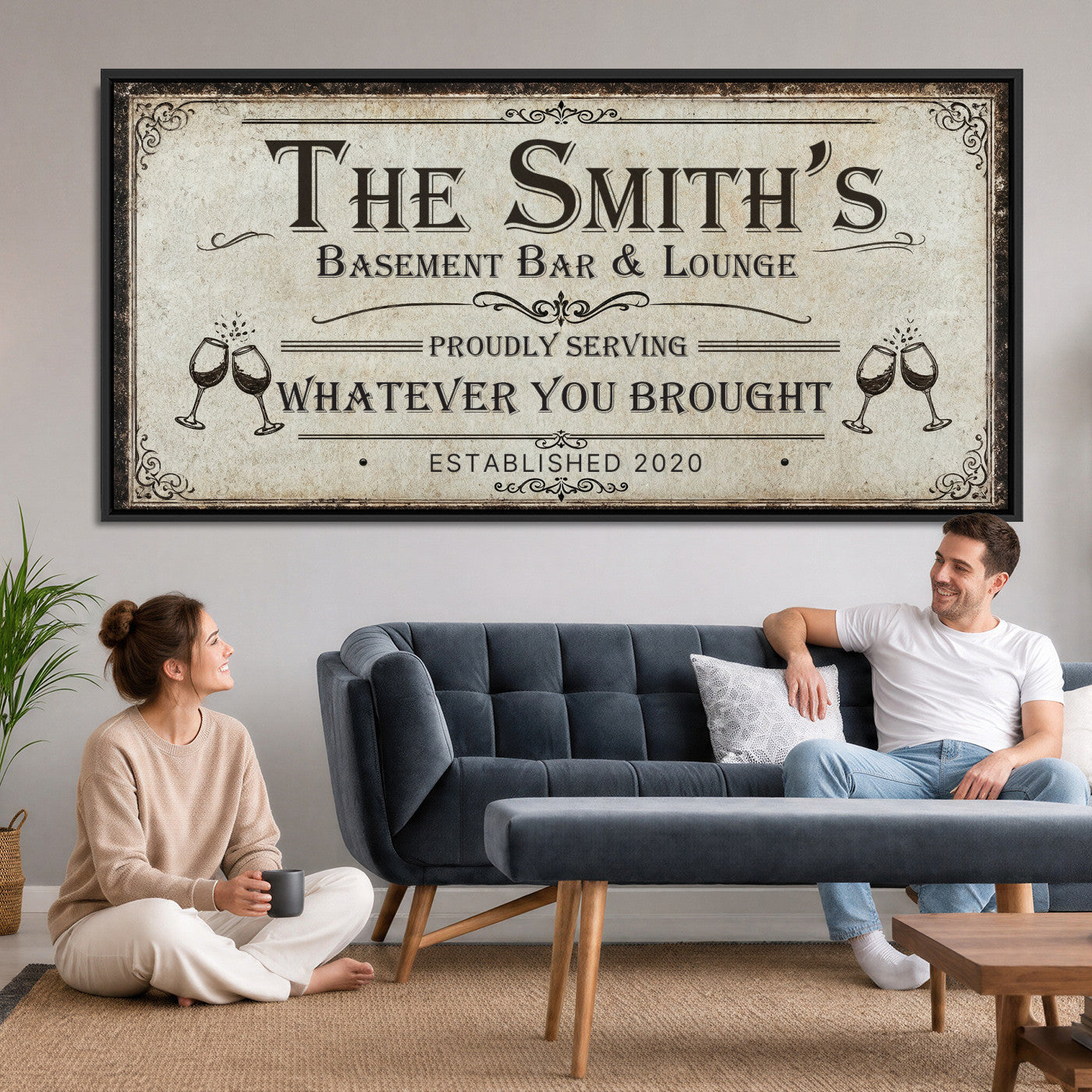 22440205-PAN-FL-20X10 - Custom Bar Sign Wall Art Canvas Print