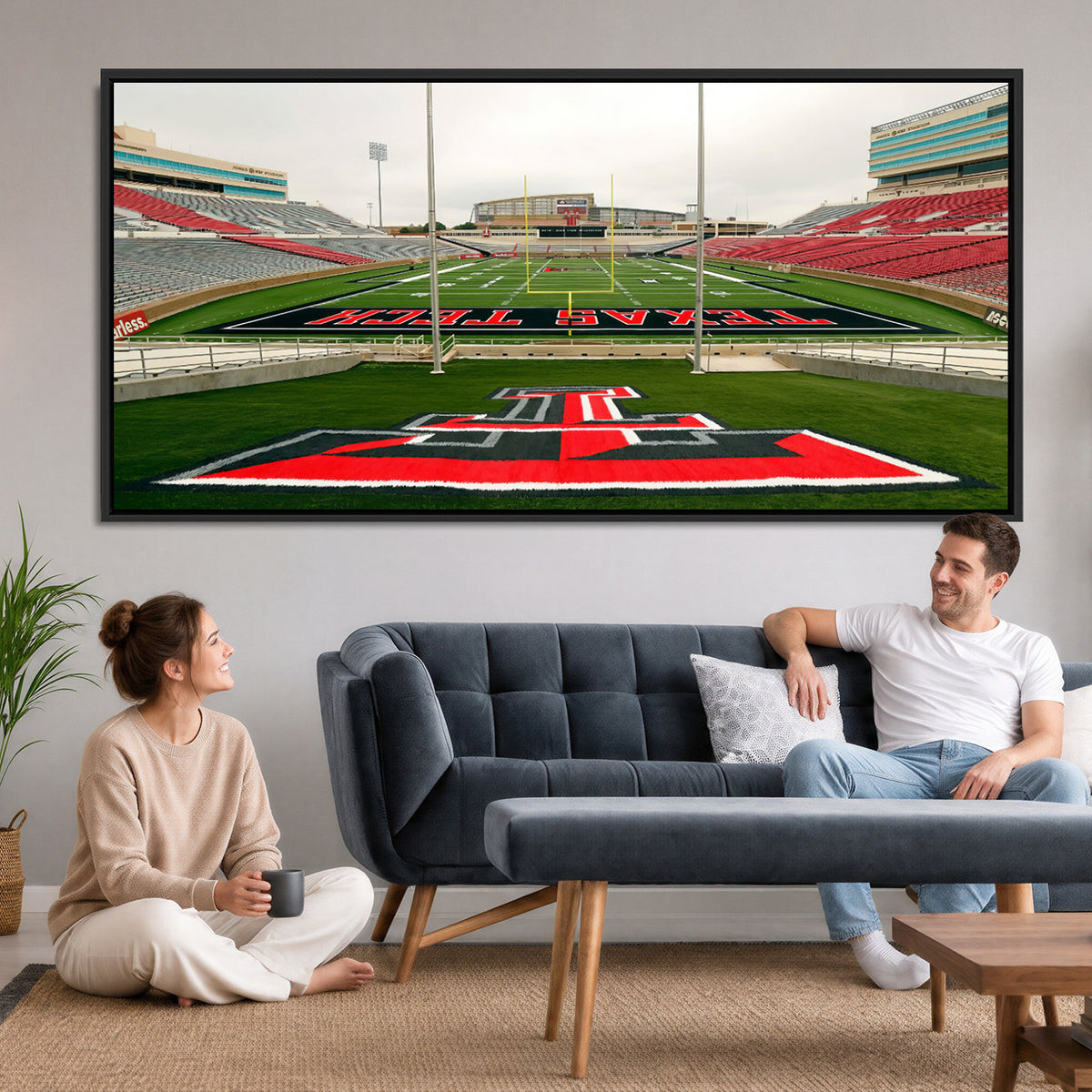 43169-PAN-FL-20X10 - Texas Tech Red Raiders Football Team Print - Lubbock Jones AT&T Stadium Wall Art Canvas Print