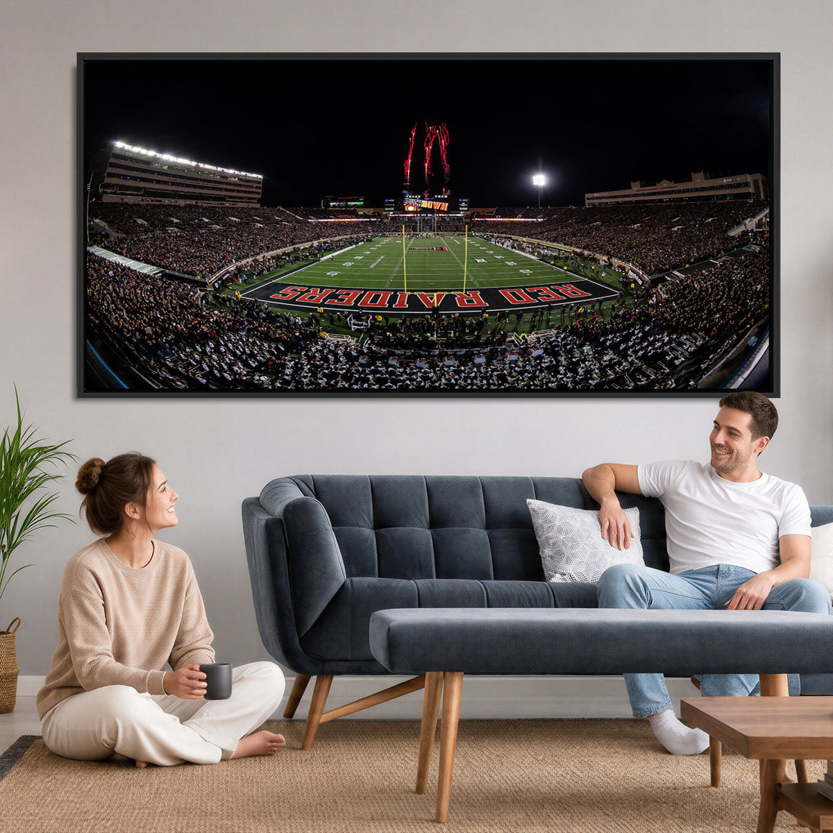 83122-PAN-FL-20X10 - Framed Texas Tech Red Raiders Stadium Canvas, Texas Tech Red Raiders Football Team Print - Lubbock