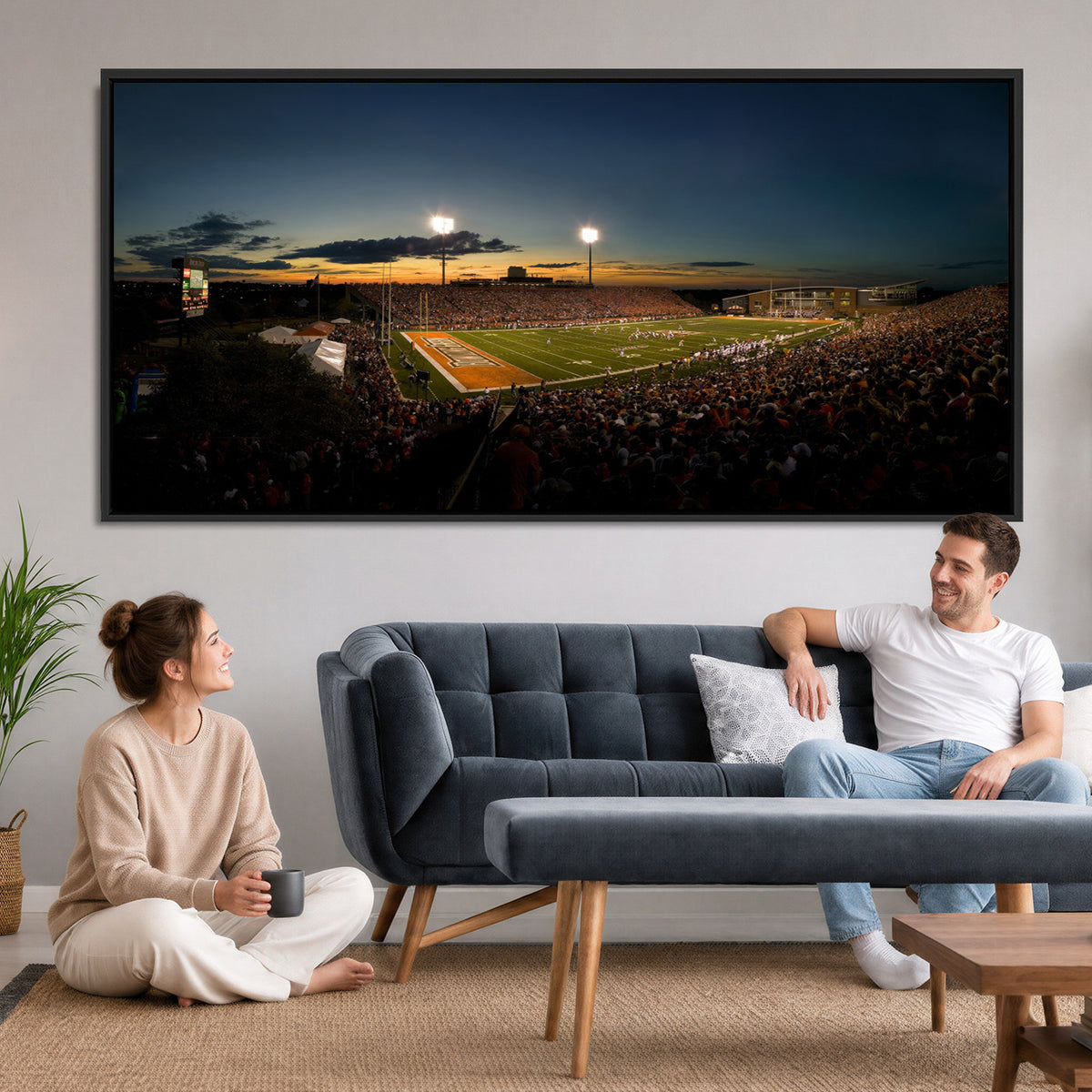 15980-PAN-FL-20X10 - Ball State Cardinals Football Team Print - Muncie Scheumann Stadium Wall Art Canvas Print