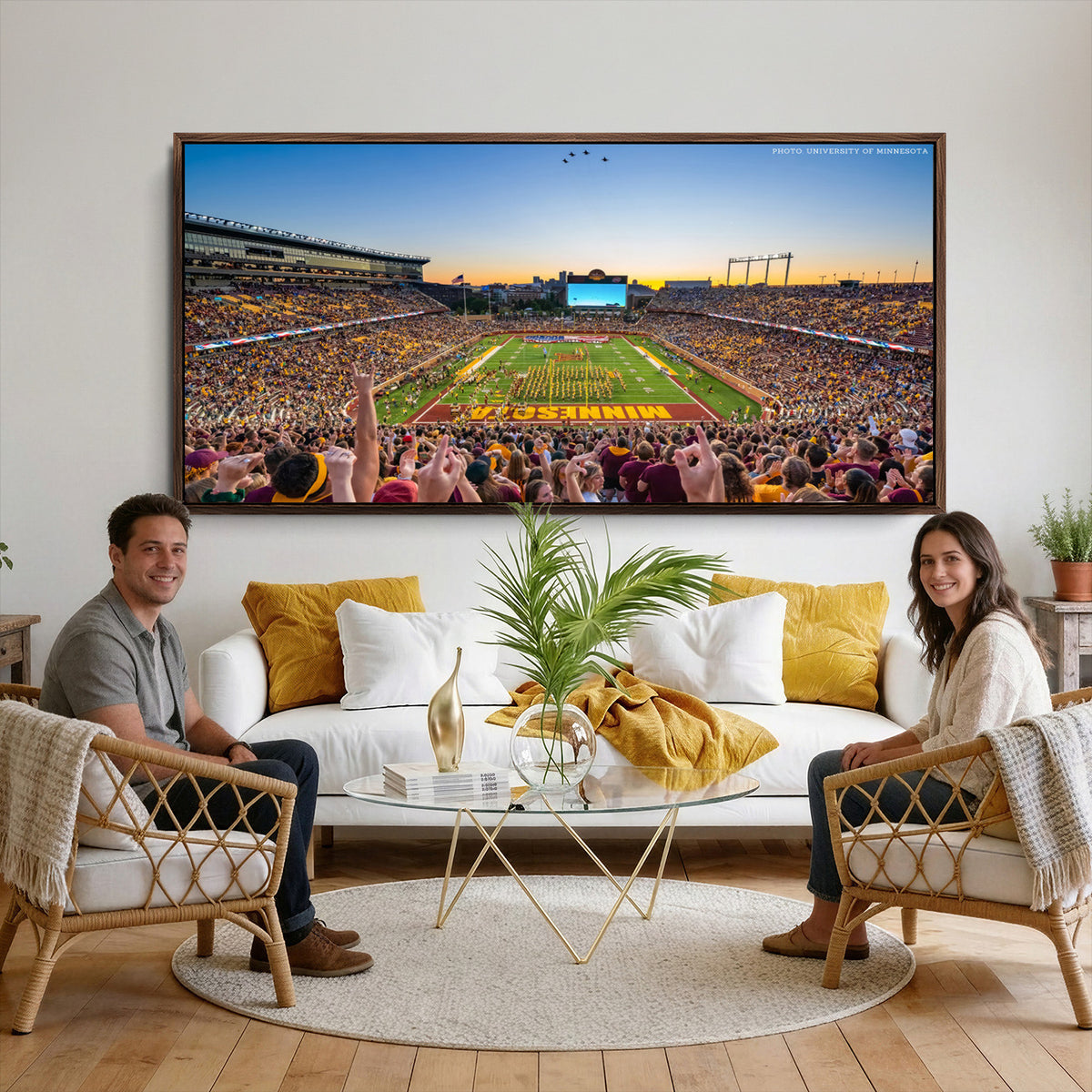 63452-PAN-FL-20X10 - University of Minnesota Golden Gophers Football Team Print - Minneapolis Huntington Bank Stadium