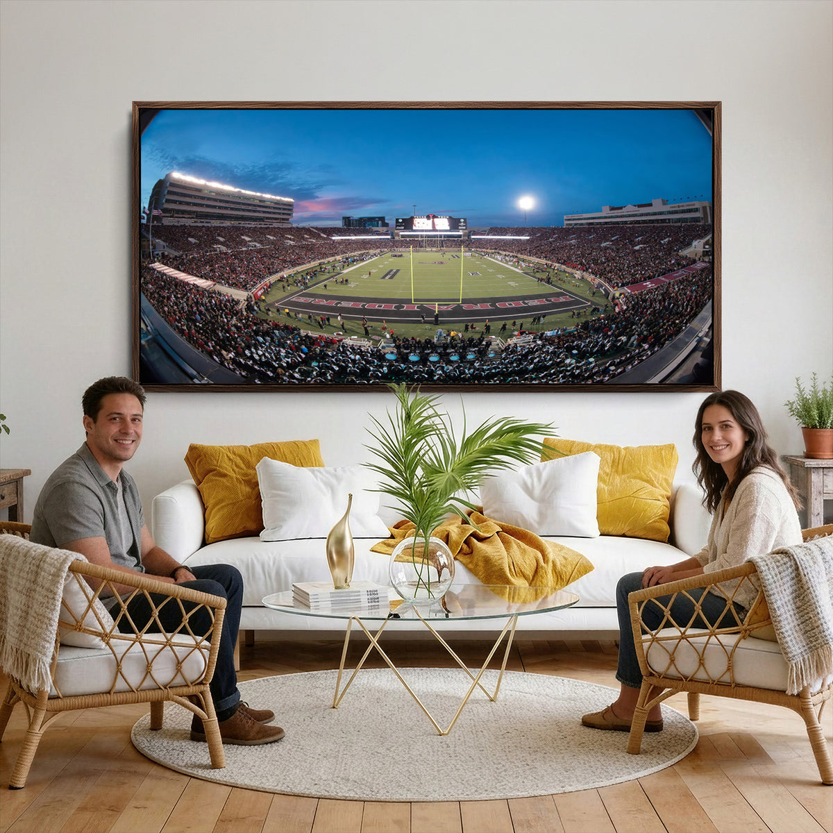 60763-PAN-FL-20X10 - Texas Tech Red Raiders Canvas, Framed Football Team Print - Lubbock Jones AT&T Stadium Wall Art