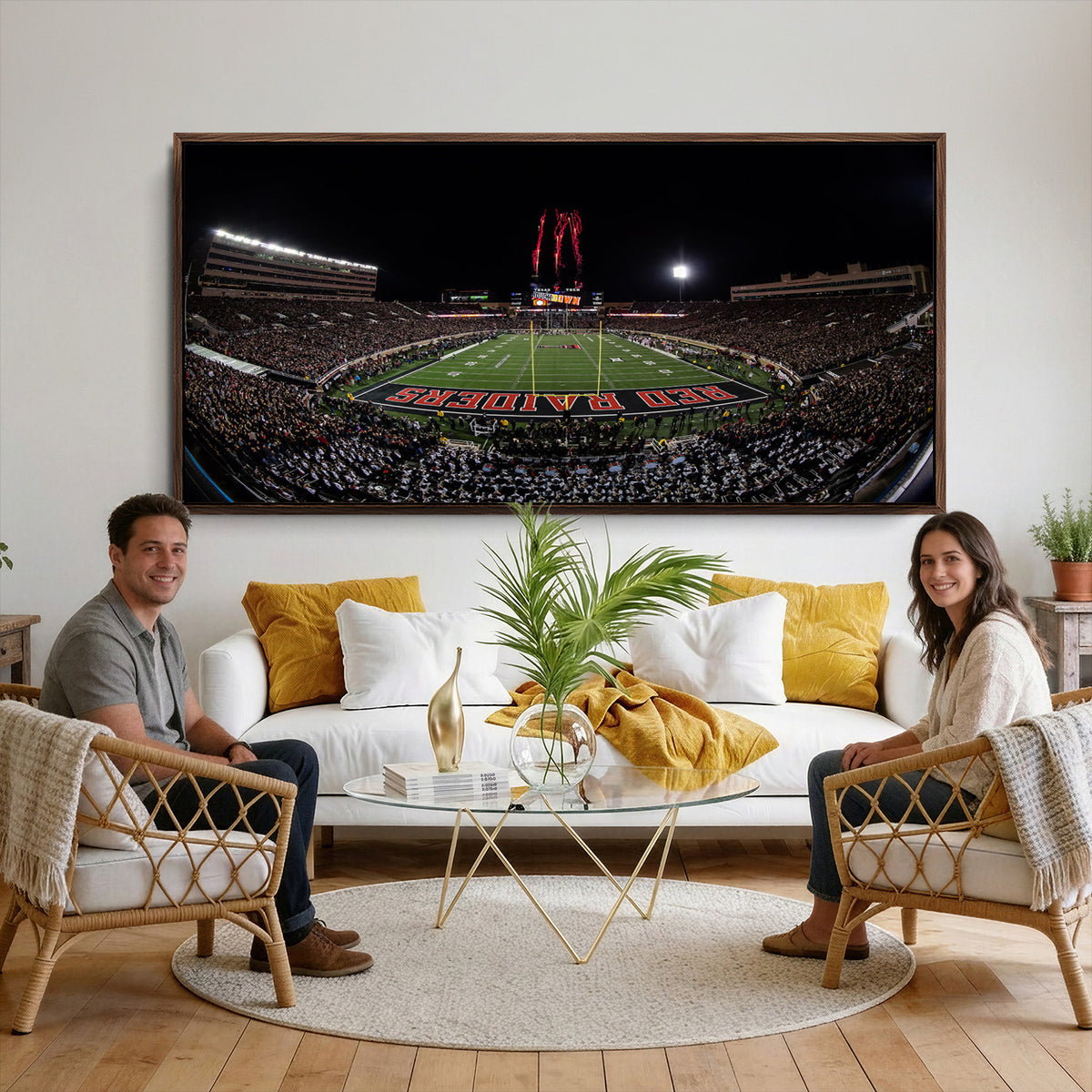 83122-PAN-FL-20X10 - Framed Texas Tech Red Raiders Stadium Canvas, Texas Tech Red Raiders Football Team Print - Lubbock