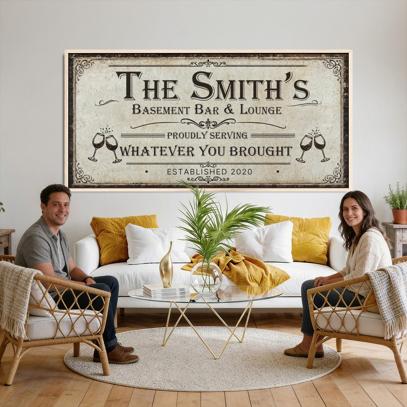 22440205-PAN-FL-20X10 - Custom Bar Sign Wall Art Canvas Print