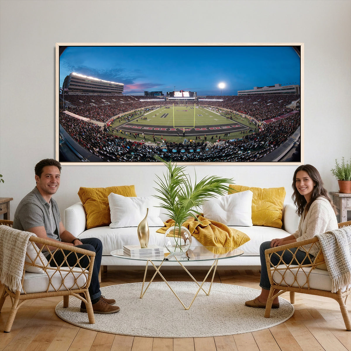 60763-PAN-FL-20X10 - Texas Tech Red Raiders Canvas, Framed Football Team Print - Lubbock Jones AT&T Stadium Wall Art