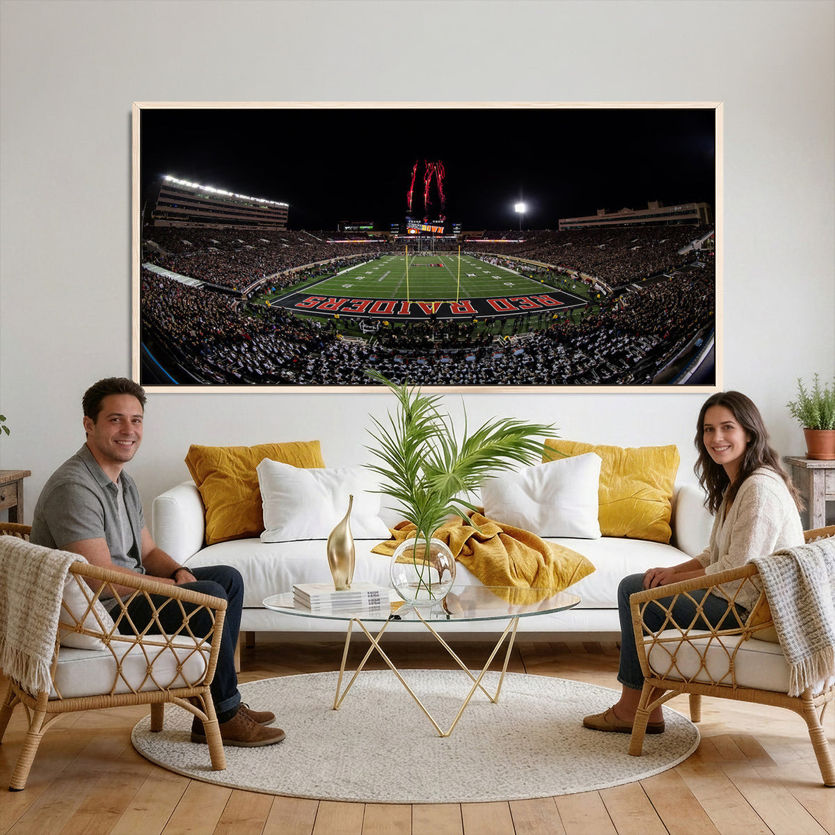 83122-PAN-FL-20X10 - Framed Texas Tech Red Raiders Stadium Canvas, Texas Tech Red Raiders Football Team Print - Lubbock