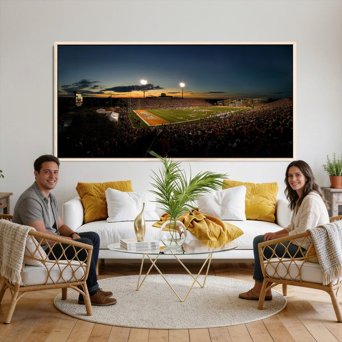 15980-PAN-FL-20X10 - Ball State Cardinals Football Team Print - Muncie Scheumann Stadium Wall Art Canvas Print
