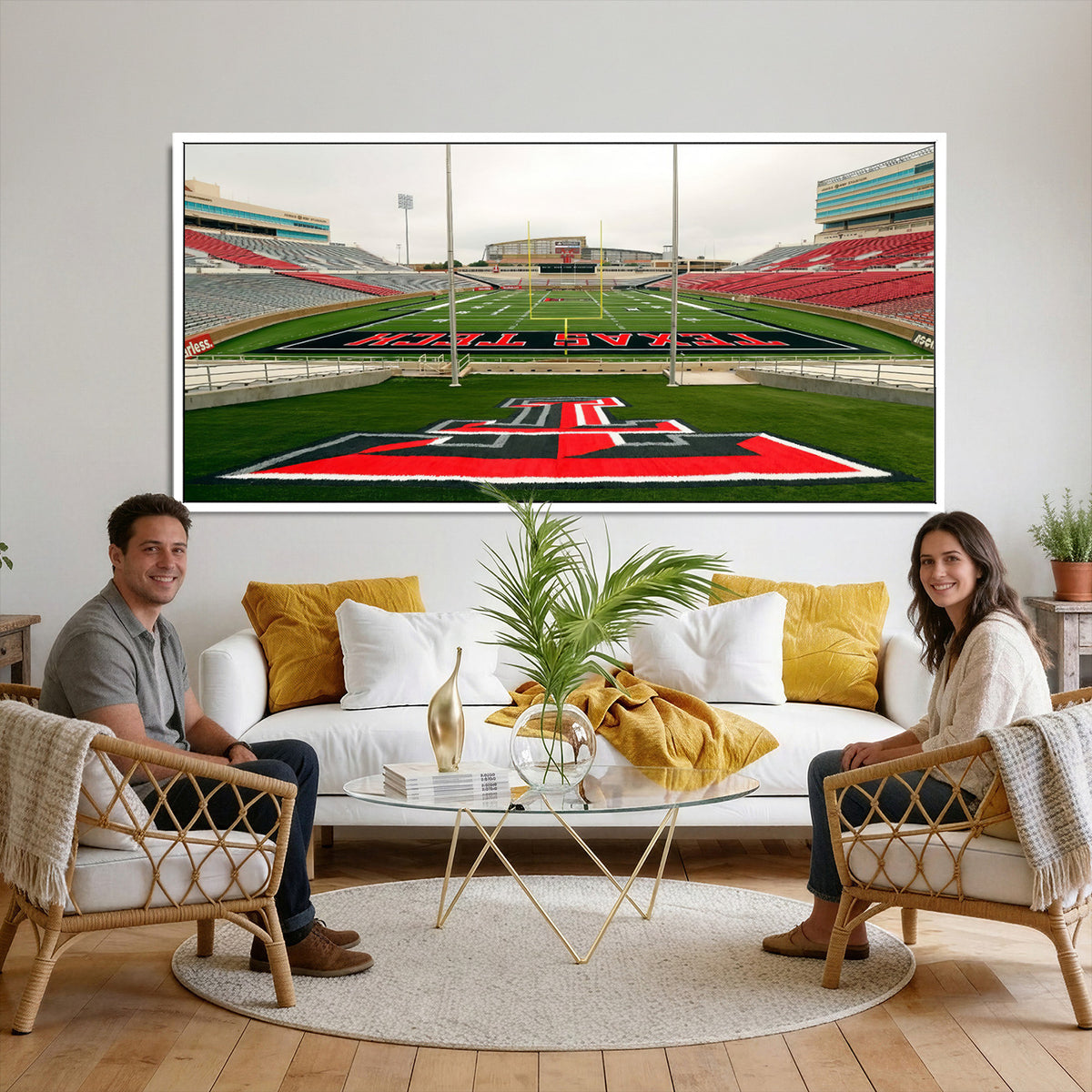 43169-PAN-FL-20X10 - Texas Tech Red Raiders Football Team Print - Lubbock Jones AT&T Stadium Wall Art Canvas Print