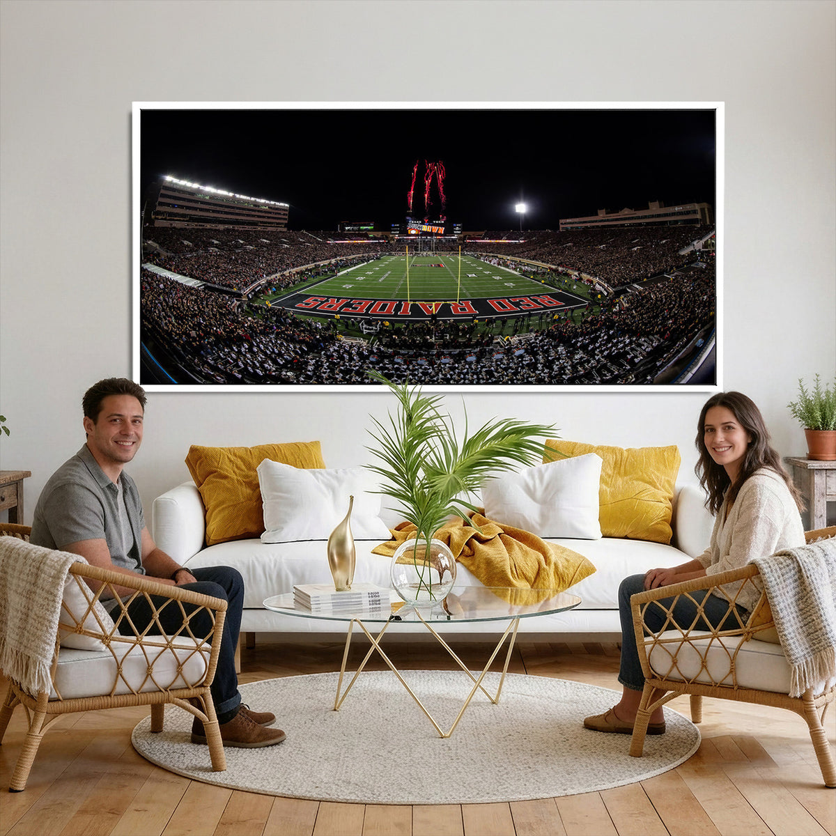 83122-PAN-FL-20X10 - Framed Texas Tech Red Raiders Stadium Canvas, Texas Tech Red Raiders Football Team Print - Lubbock