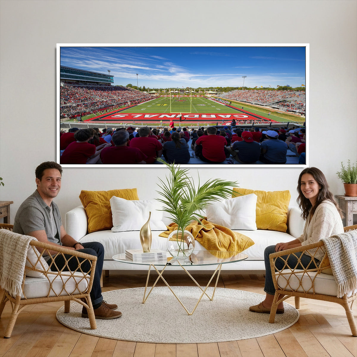 71475-PAN-FL-20X10 - Ball State Cardinals Football Team Print - Muncie Scheumann Stadium Wall Art Canvas Print