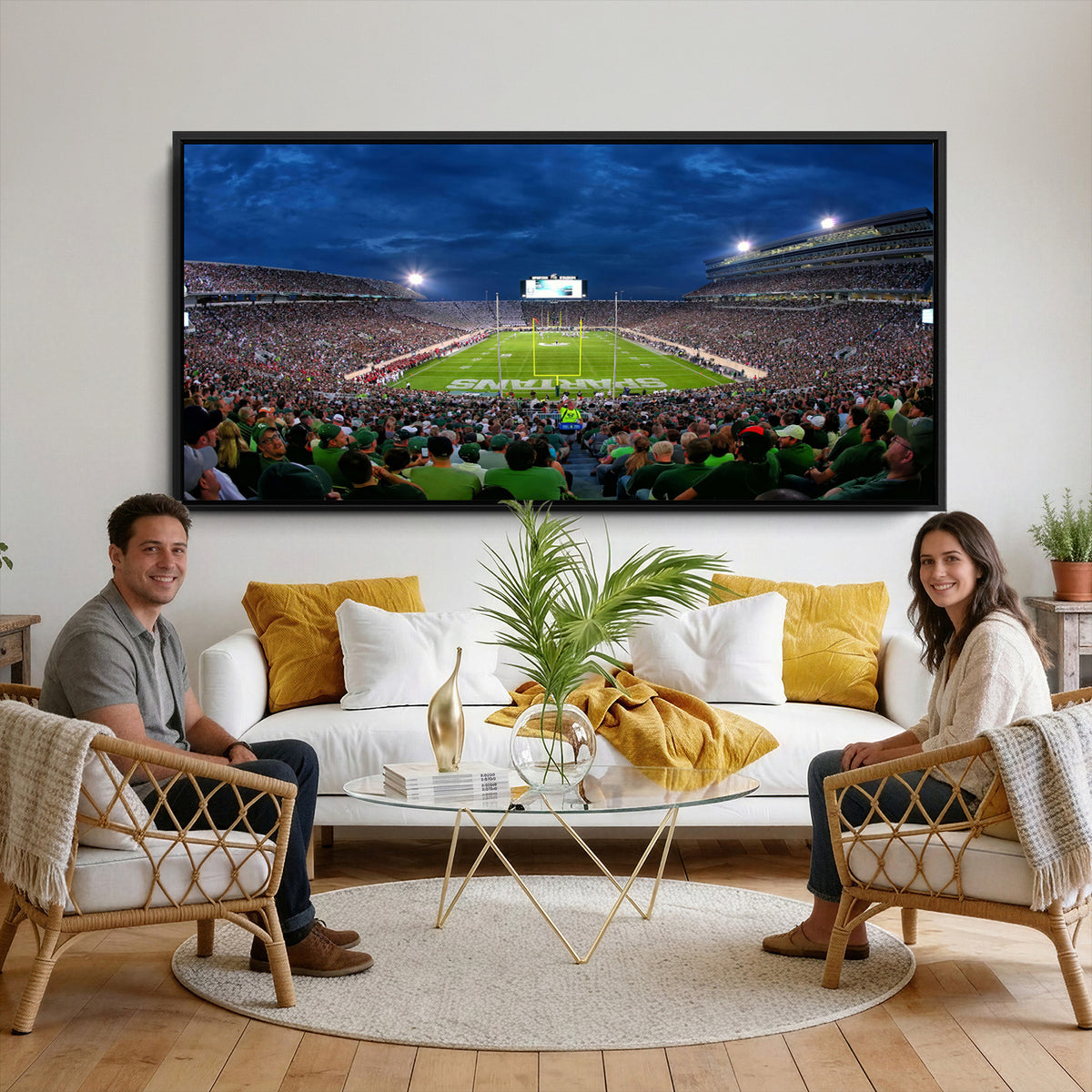 35248-PAN-FL-20X10 - Michigan State Spartans Football Team Print - East Lansing Spartan Stadium Wall Art Canvas Print