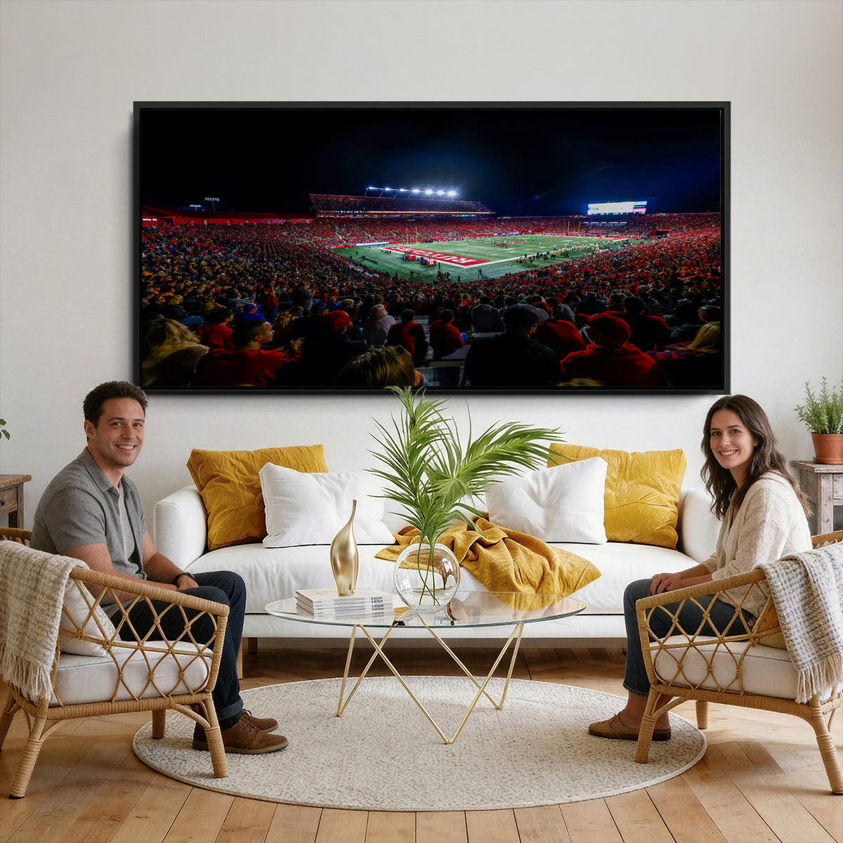18115-PAN-FL-20X10 - Rutgers Scarlet Knights Football Team Print - SHI Stadium, Piscataway Wall Art Canvas Print