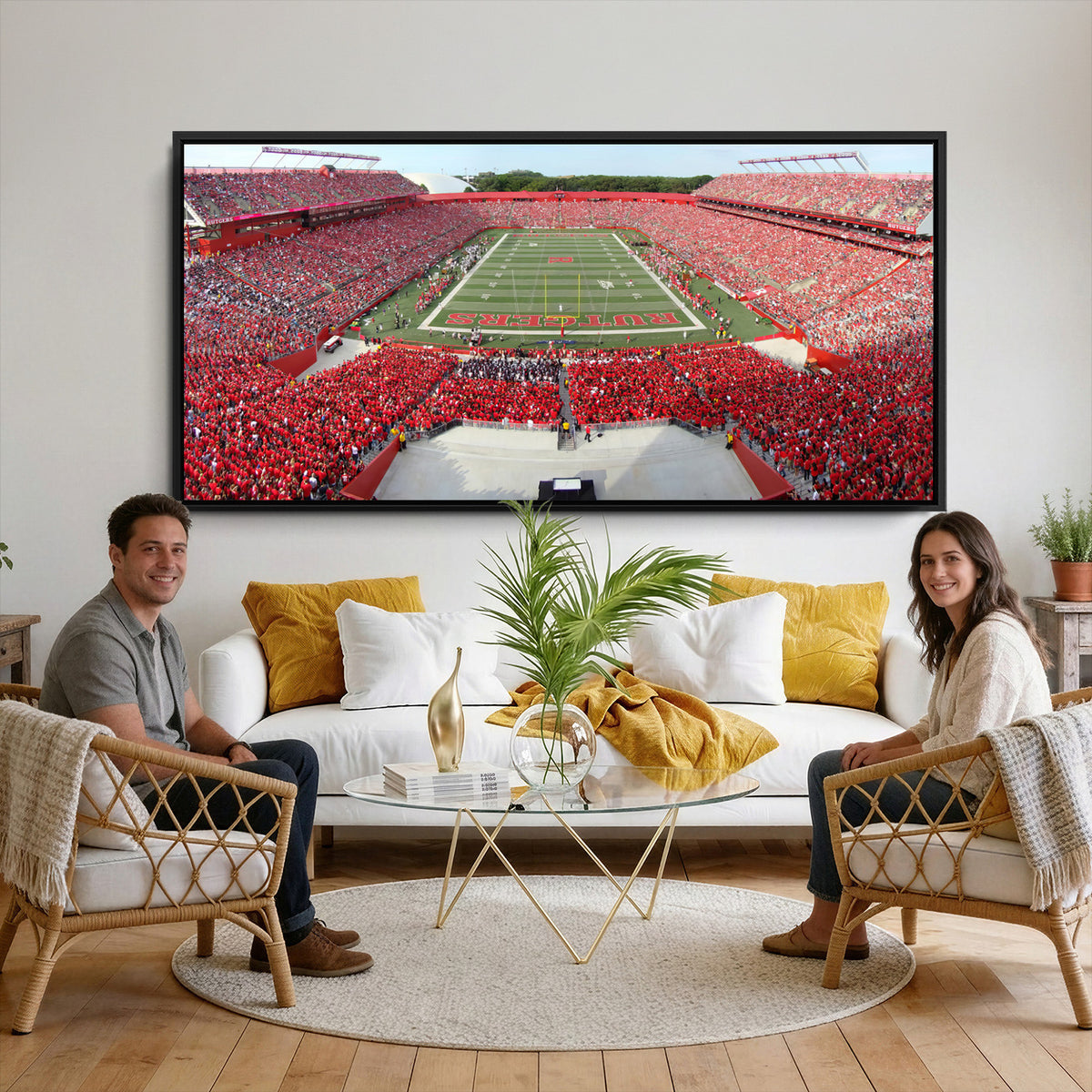 90818-PAN-FL-20X10 - Rutgers Scarlet Knights Football Team Print - Piscataway SHI Stadium Wall Art Canvas Print