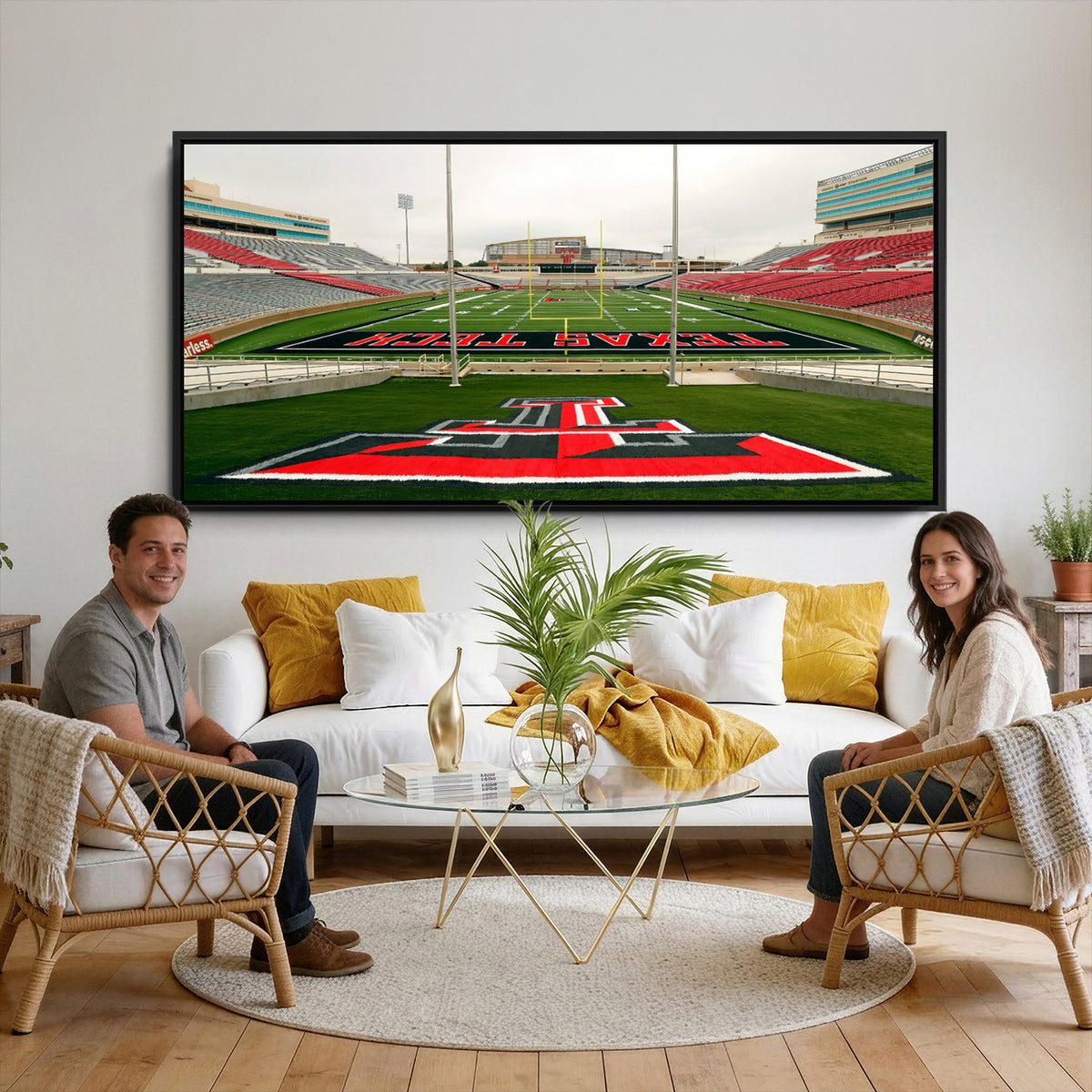 43169-PAN-FL-20X10 - Texas Tech Red Raiders Football Team Print - Lubbock Jones AT&T Stadium Wall Art Canvas Print