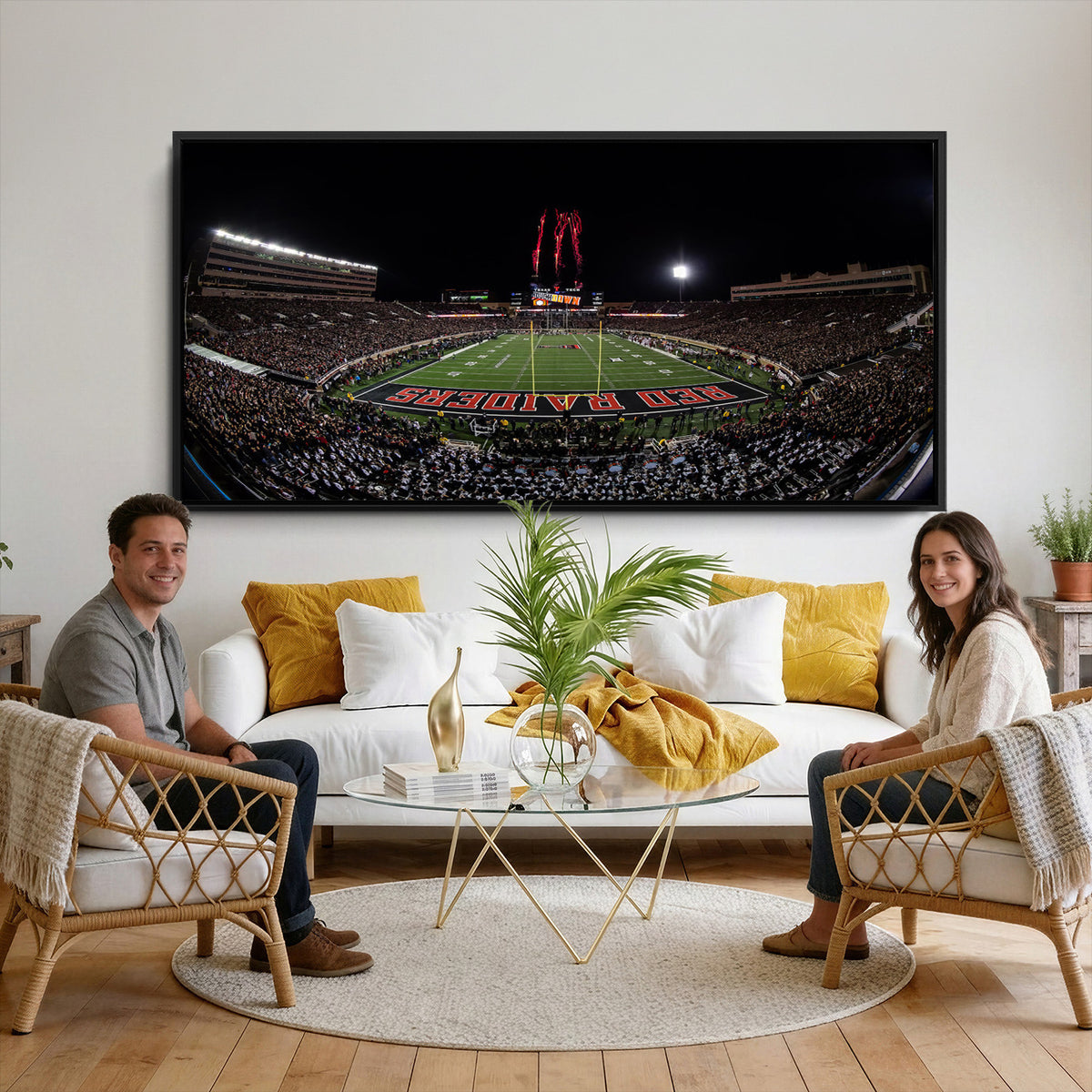 83122-PAN-FL-20X10 - Framed Texas Tech Red Raiders Stadium Canvas, Texas Tech Red Raiders Football Team Print - Lubbock
