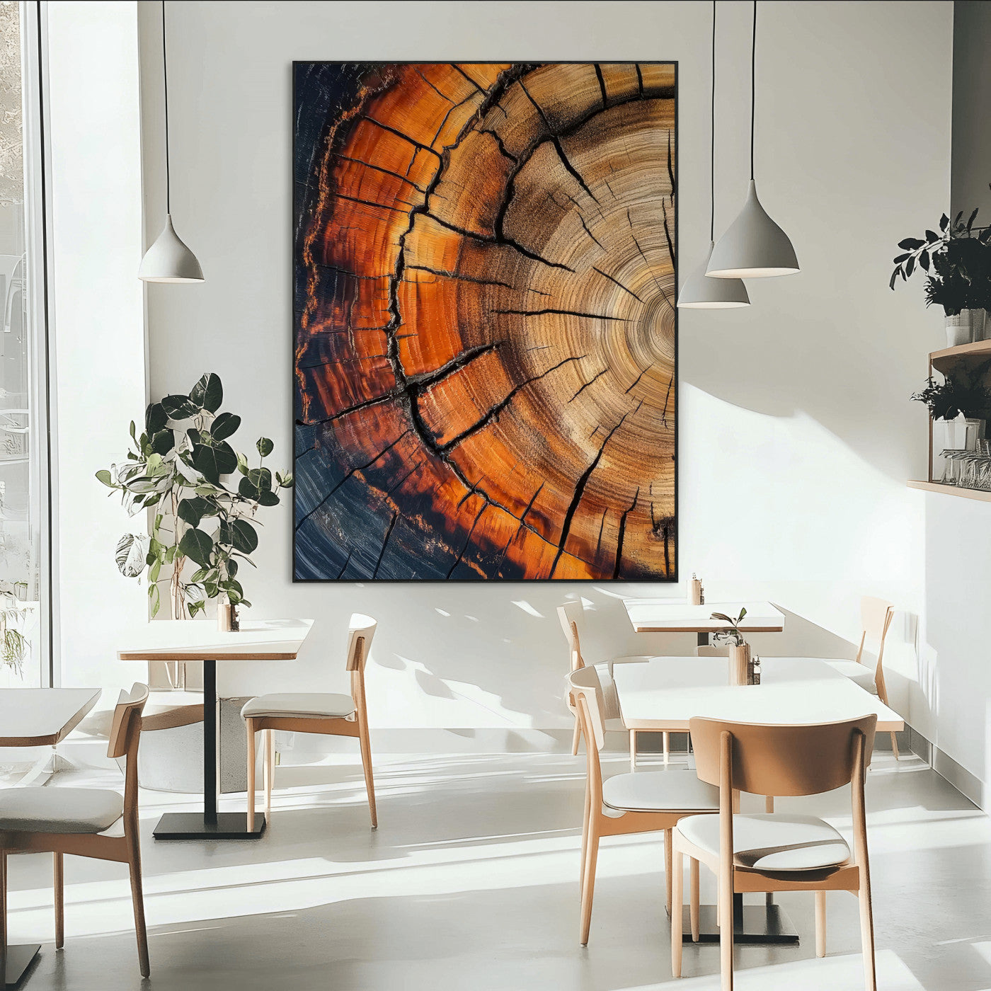 33751185-MGV-CV-24X36-Tree Rings Wall Art Canvas Print – Rustic Wood Grain Texture Natural Pattern Warm Earthy Artwork for Home Office