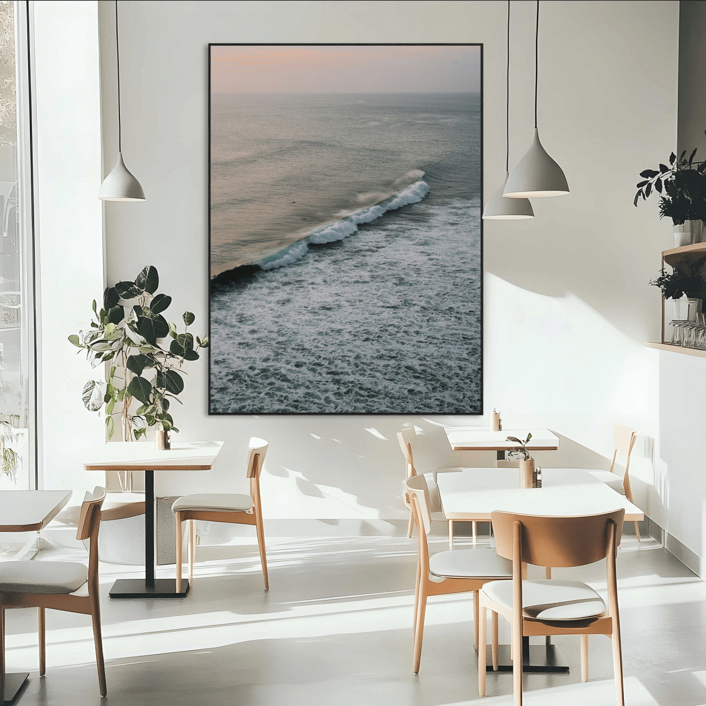 88999168-MGV-CV-24X36-Ocean Waves Wall Art Canvas Print – Framed Coastal Serenity Relaxing Ocean Scene Artwork for Home Office