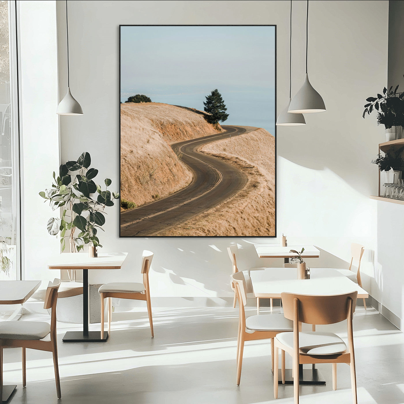 SEG-FC-51X34_Oversize - Winding Road Canvas Wall Art – Scenic Curvy Road Landscape, Large Minimalist Outdoor Decor, Wrapped