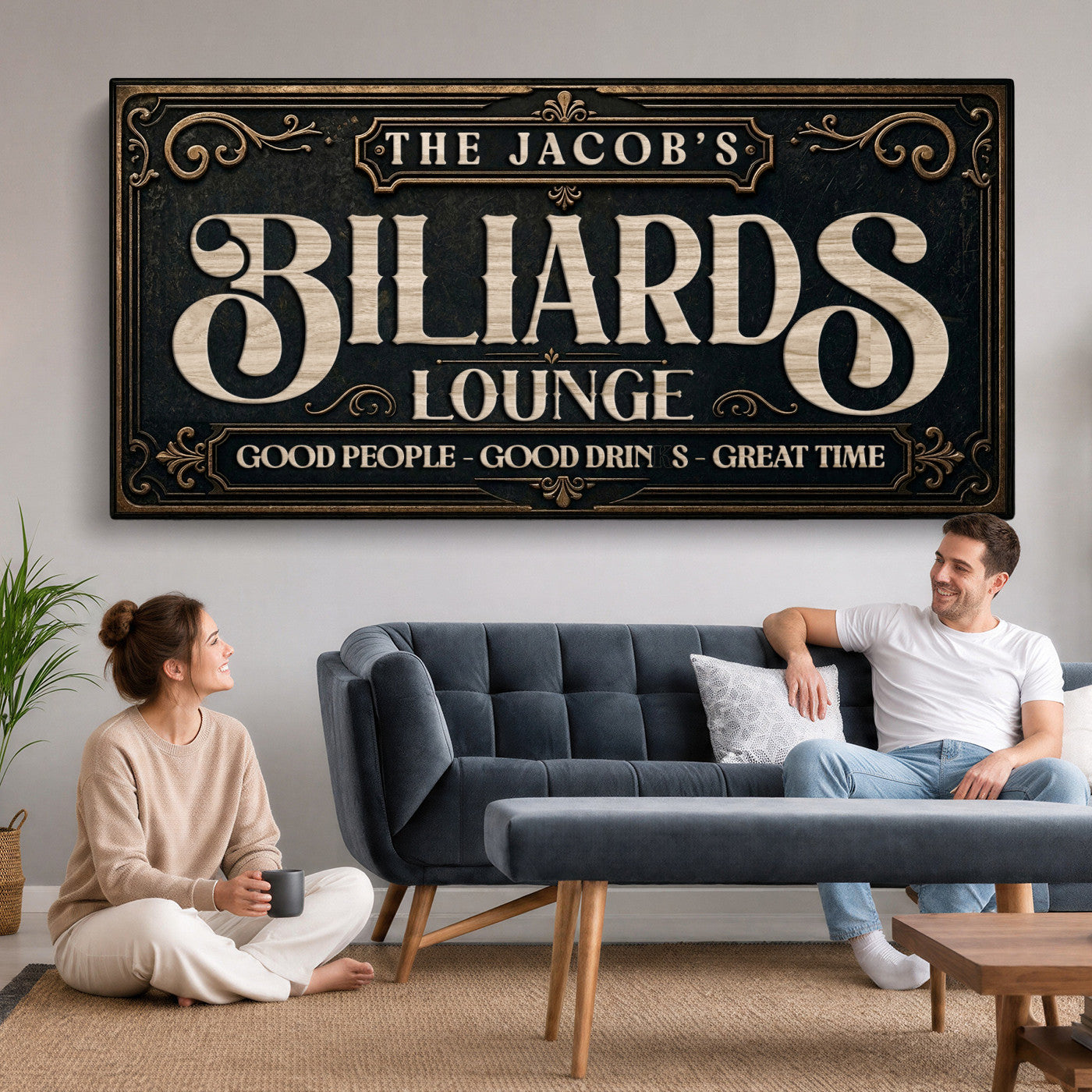 47215219-PAN-FL-20X10 - Custom Bar Sign Wall Art Canvas Print
