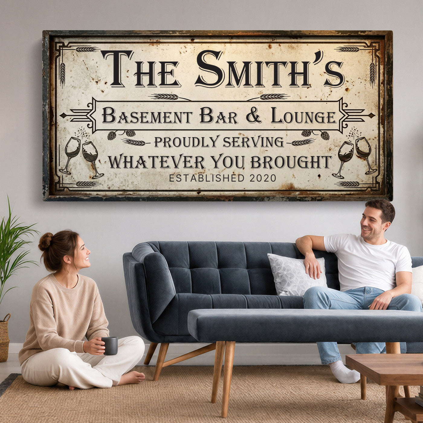 28317410-PAN-FL-20X10 - Custom Bar Sign Wall Art Canvas Print