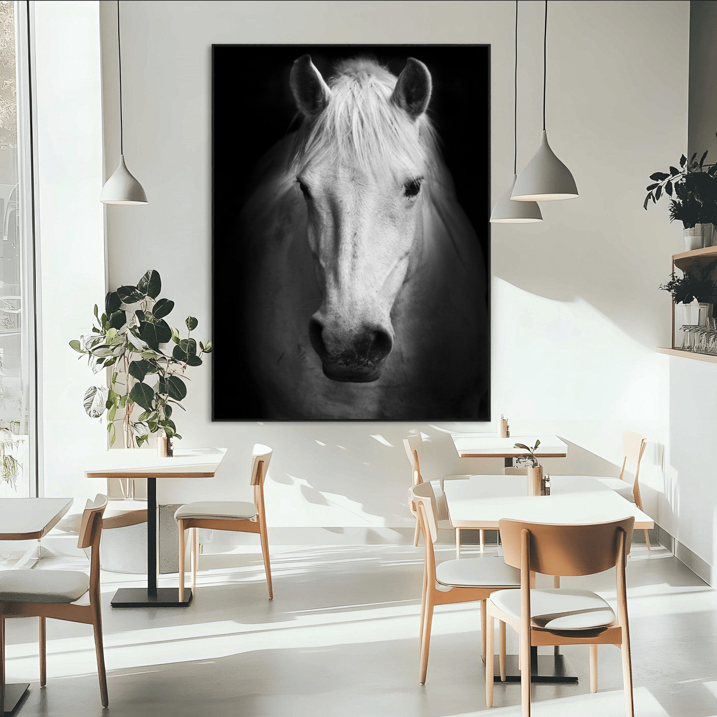 -Large Wall Art White Horse Canvas Print