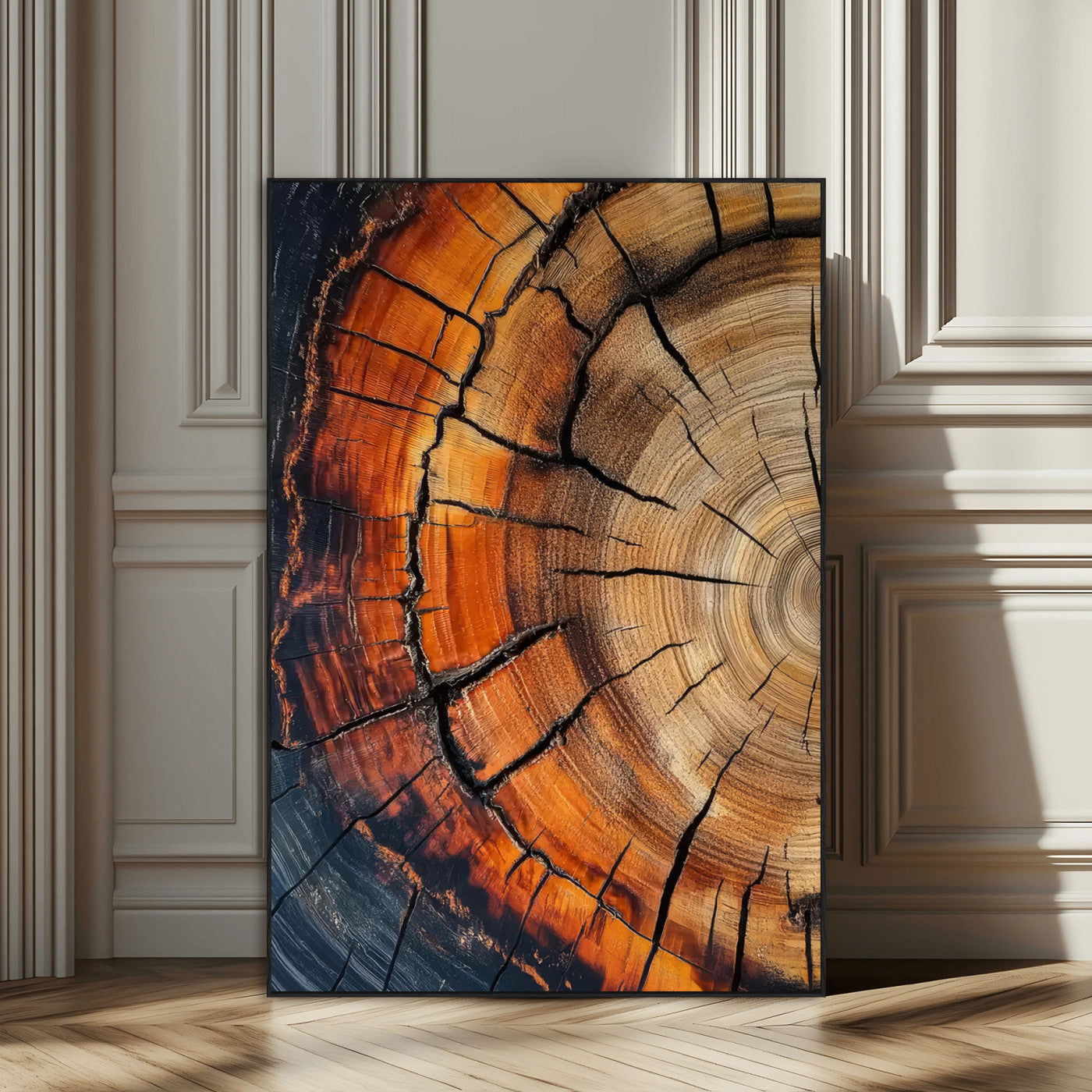 33751185-MGV-CV-24X36-Tree Rings Wall Art Canvas Print – Rustic Wood Grain Texture Natural Pattern Warm Earthy Artwork for Home Office