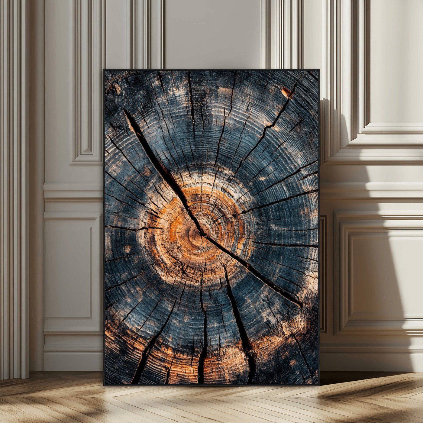77995348-MGV-CV-24X36-Tree Rings Wall Art Canvas Print – Framed Rustic Wood Texture Natural Pattern Artwork for Home and Office Decor