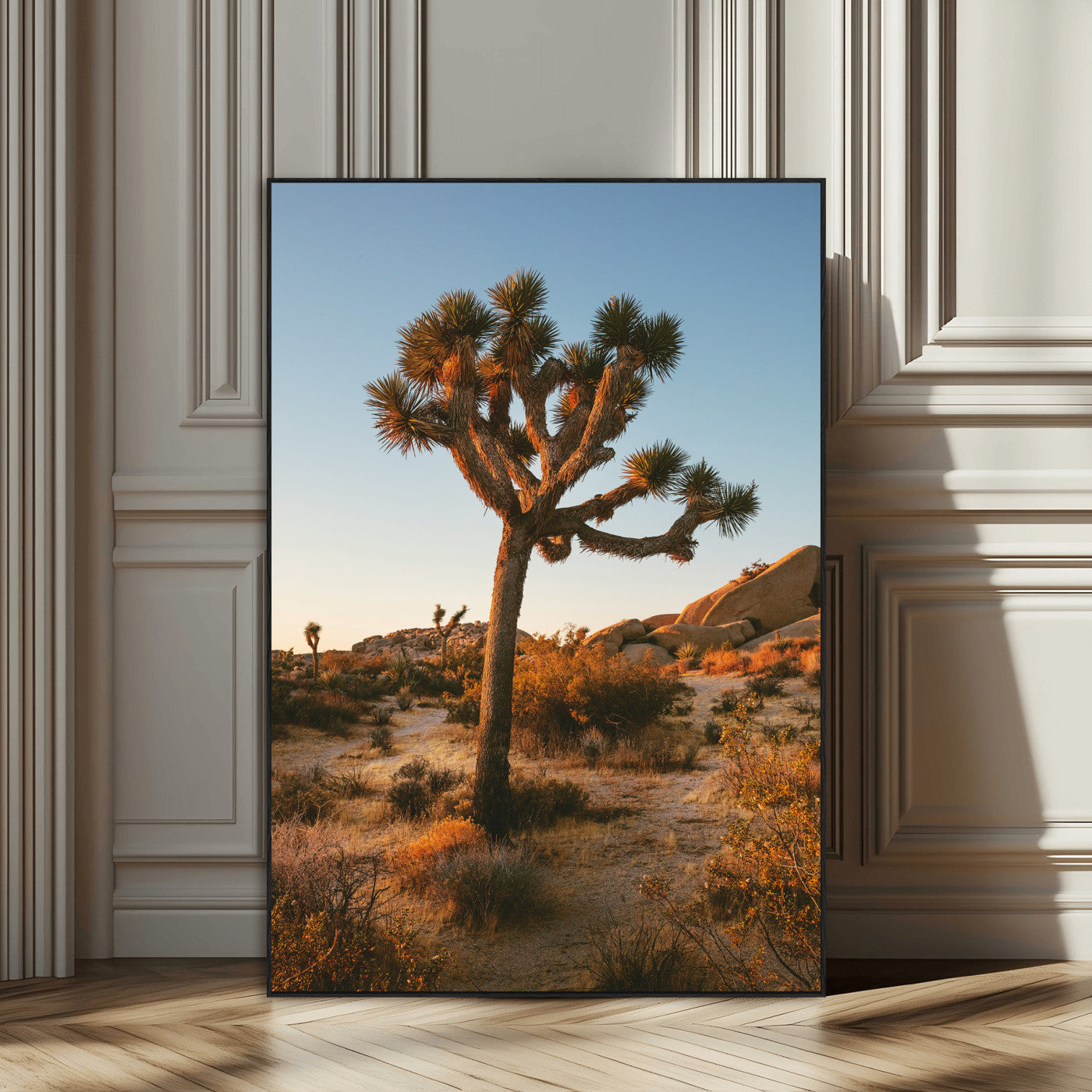 96503558-MGV-CV-24X36-Joshua Tree Wall Art Canvas Print – Framed Desert Sunset Golden Hour Light Southwestern Boho Nature Artwork for Home, Office