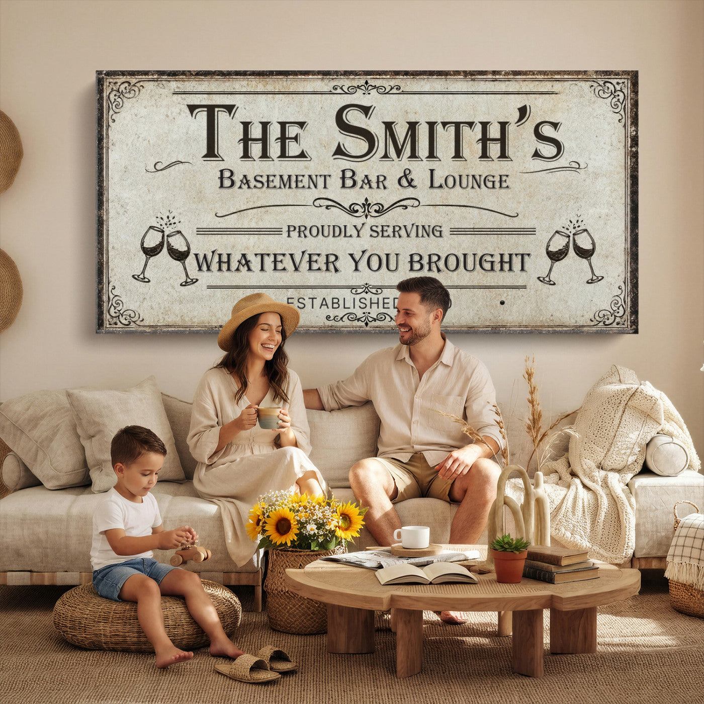 22440205-PAN-FL-20X10 - Custom Bar Sign Wall Art Canvas Print