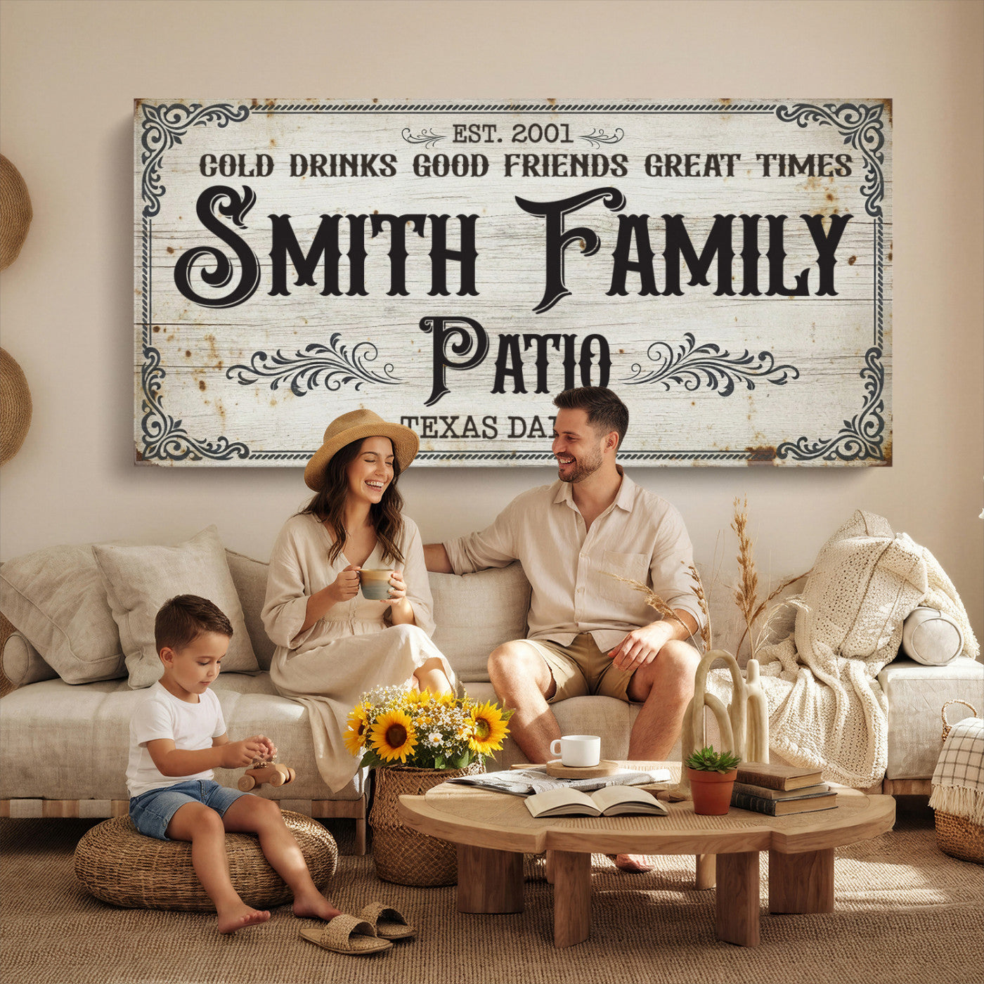 82858529-PAN-FL-20X10 - Custom Bar Sign Wall Art Canvas Print