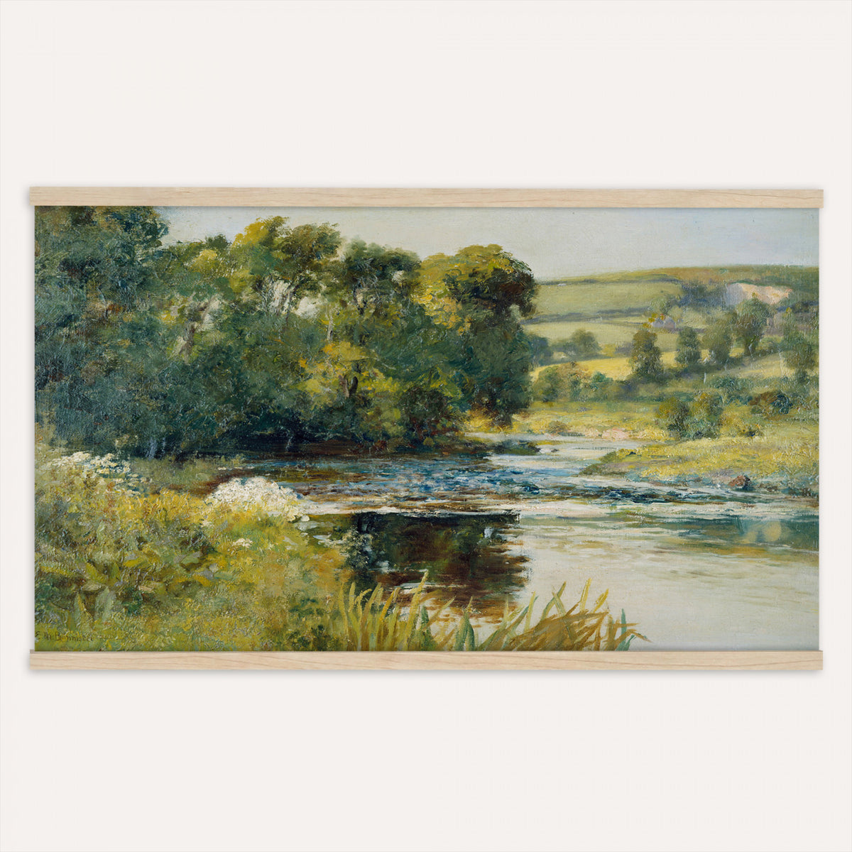 89738324-MGV-TP-30X20 - Dutch Golden Age oil painting tapestry wall hanging of "The Goldfinch" by Carel Fabritius, showing a small goldfinch chained to its feeder box, painted against a pale sunlit wall in famous trompe l'oeil detail in warm gold and black bird plumage against a pale cream sunlit wall. Extra large wall art, made in the USA.