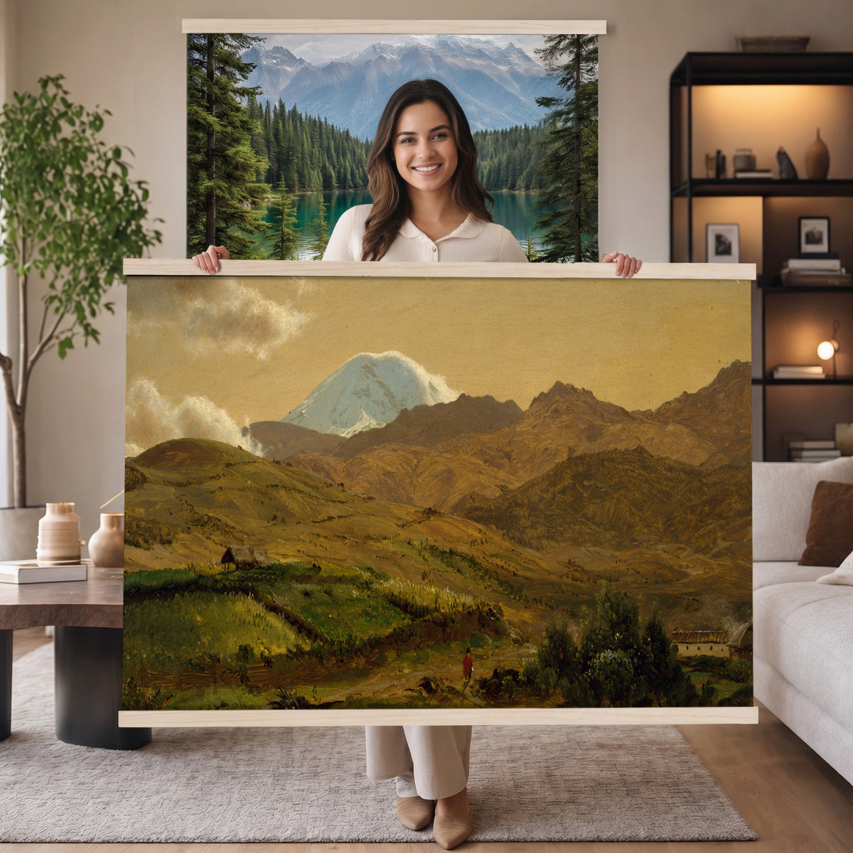 35940800-MGV-TP-30X20 - Realism oil study tapestry wall hanging of "Road across the Hills, Study" by Dankvart Dreyer, showing a bare country road climbing across open hills, with low scrub, worn ruts, and a wide Danish sky above in warm sandy road tones and dry hill greens under a pale wide sky. Extra large wall art, made in the USA.