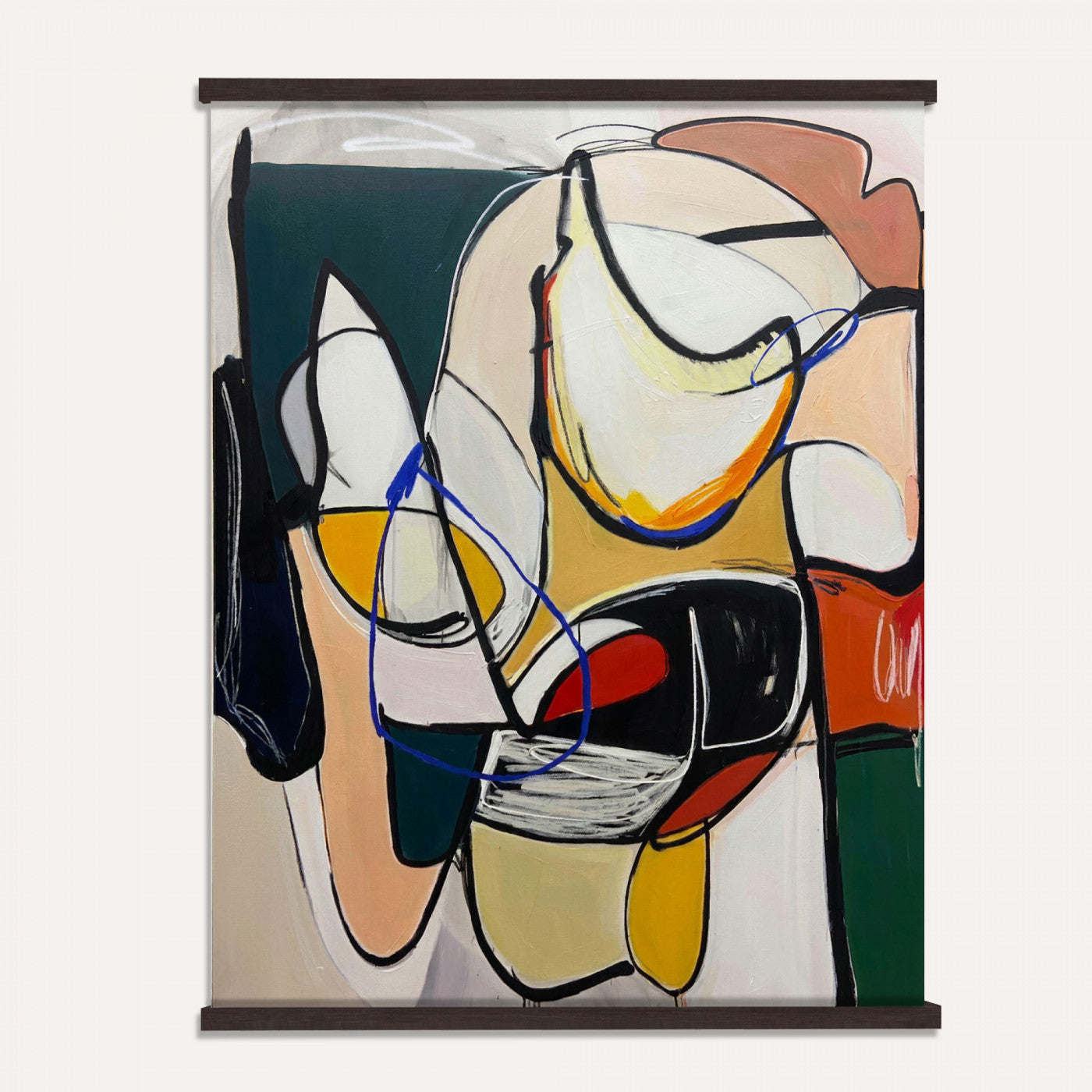 78751462-MGV-TP-24X36 - Mid Century Modern Abstract Canvas Wall Art Colorful Cubist Painting Print
