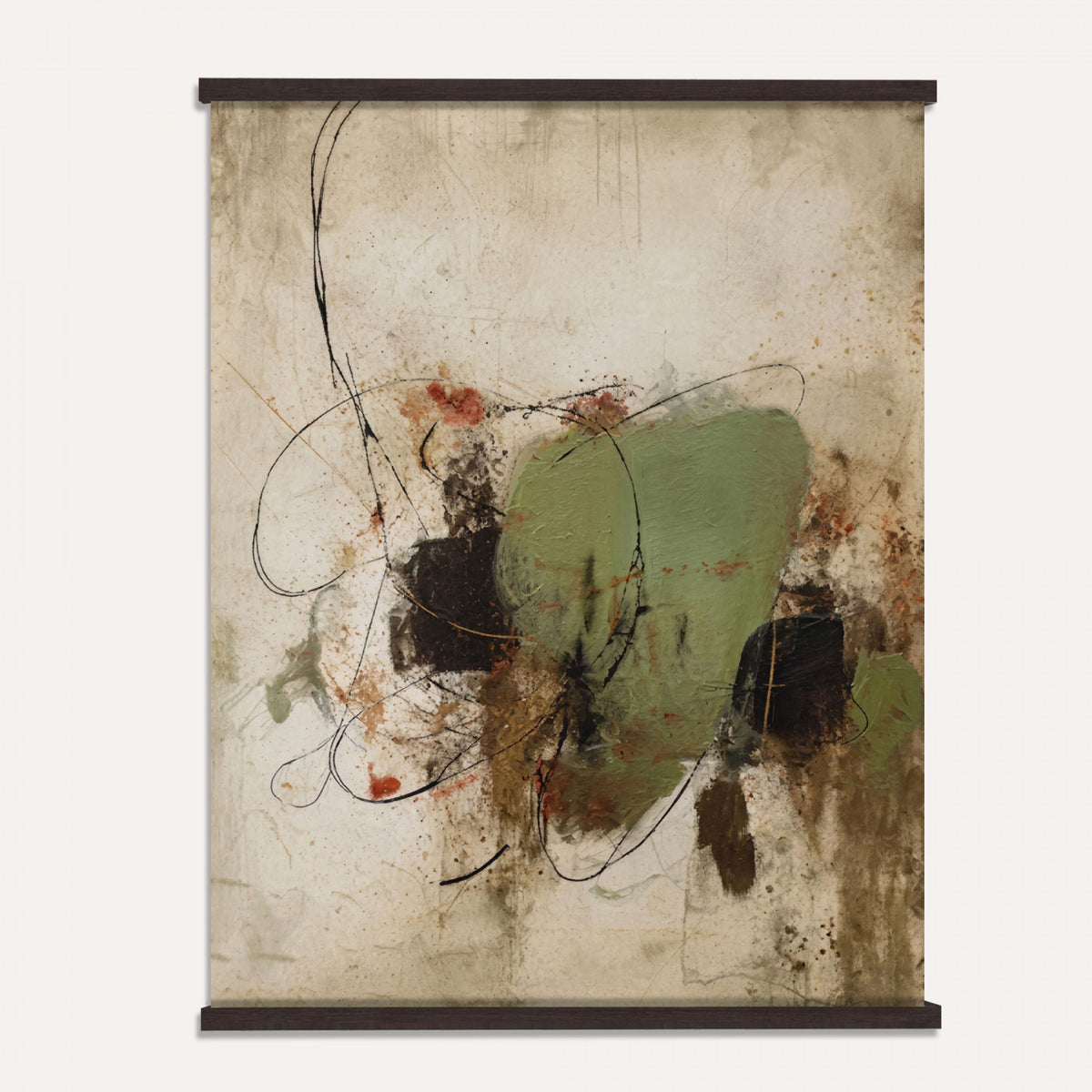 18219840-MGV-TP-24X36 - Sage Green Abstract Canvas Wall Art Textured Neutral Mixed Media Print for Home Decor
