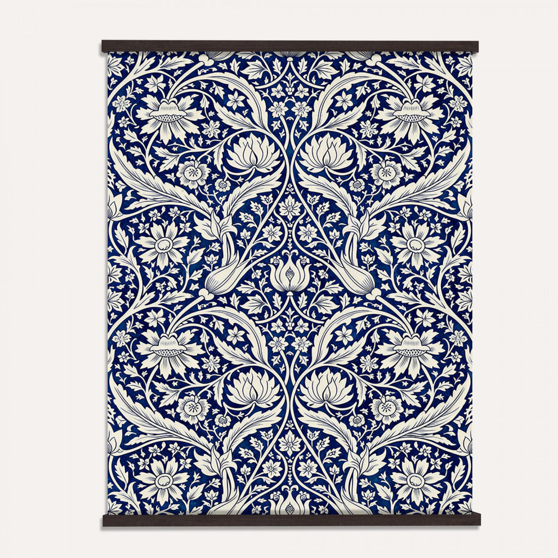 Blue Floral Tapestry Wall Art, Antique Art Nouveau Botanical Wall Hanging, Extra Large Bedroom Wall Decor Gift