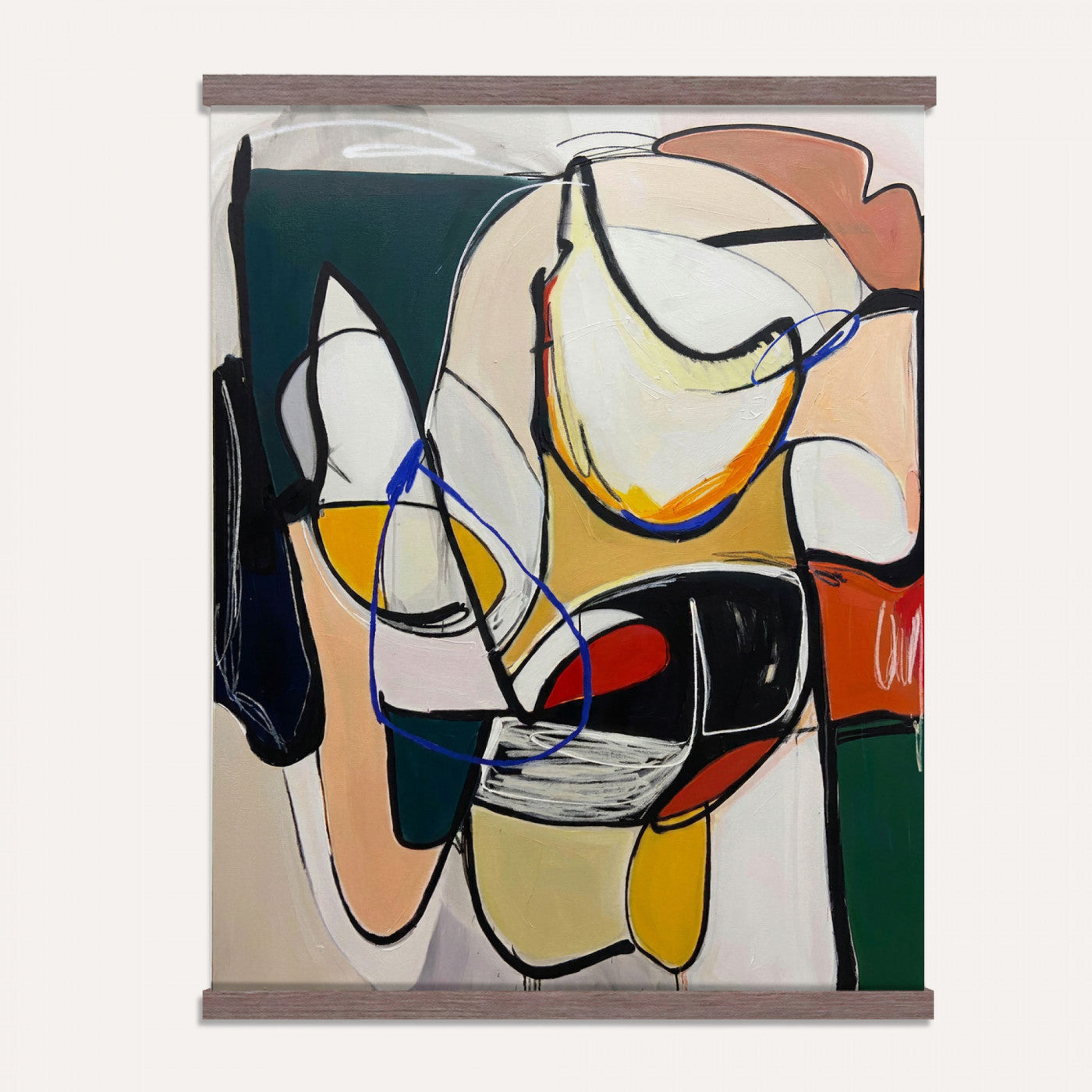 78751462-MGV-TP-24X36 - Mid Century Modern Abstract Canvas Wall Art Colorful Cubist Painting Print