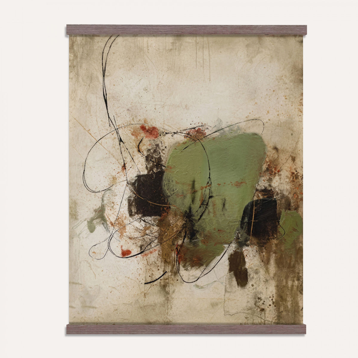 18219840-MGV-TP-24X36 - Sage Green Abstract Canvas Wall Art Textured Neutral Mixed Media Print for Home Decor