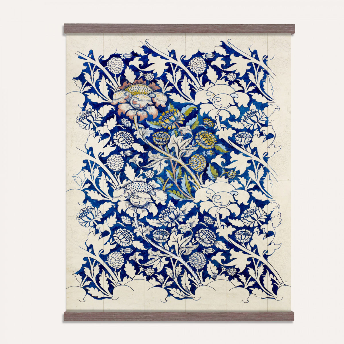 17718362-MGV-TP-24X36 - William Morris Windrush Tapestry, Indigo Blue Floral Wall Hanging Blanket, Art Nouveau Flower Pattern Art, Vintage Arts Crafts Room Gift
