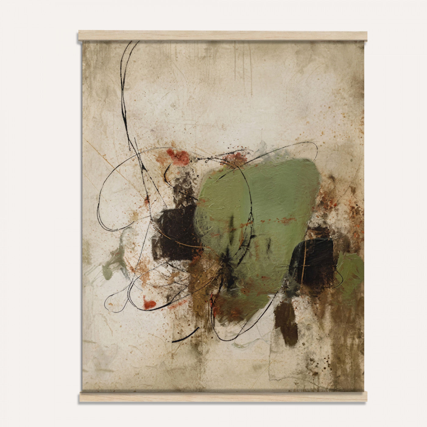 18219840-MGV-TP-24X36 - Sage Green Abstract Canvas Wall Art Textured Neutral Mixed Media Print for Home Decor