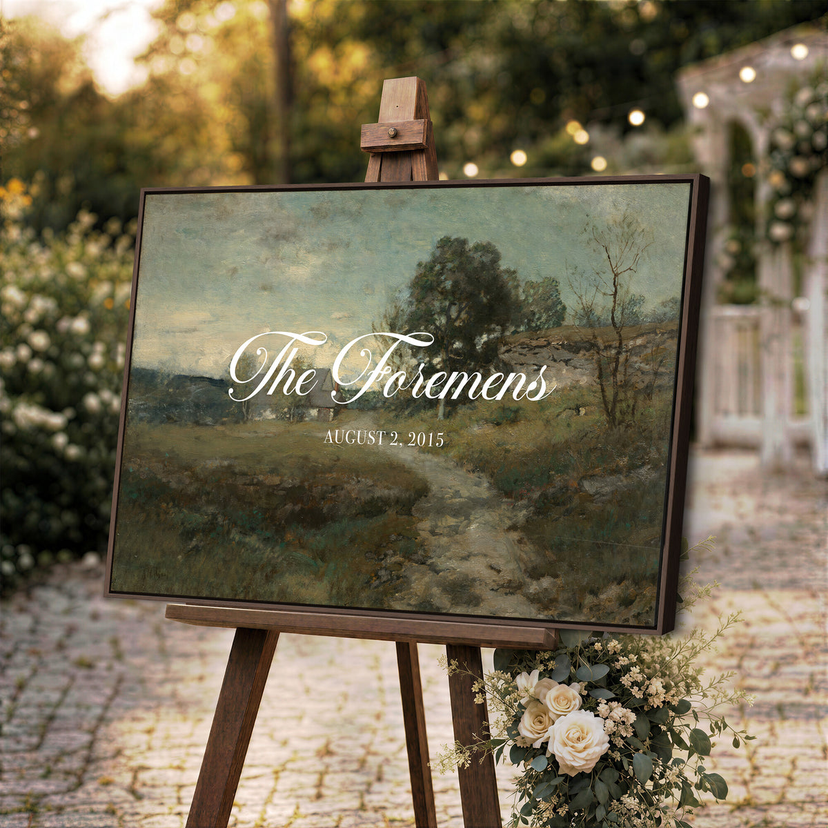 29249006-MCV-HS-36X24 - Personalized Family Name Sign | Country Lane Vintage Landscape Canvas | Wedding Gift