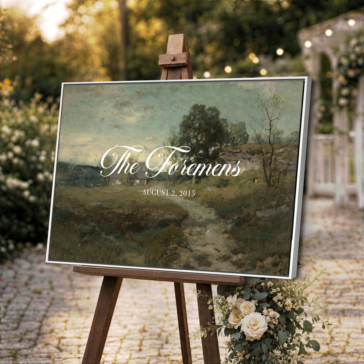 29249006-MCV-HS-36X24 - Personalized Family Name Sign | Country Lane Vintage Landscape Canvas | Wedding Gift