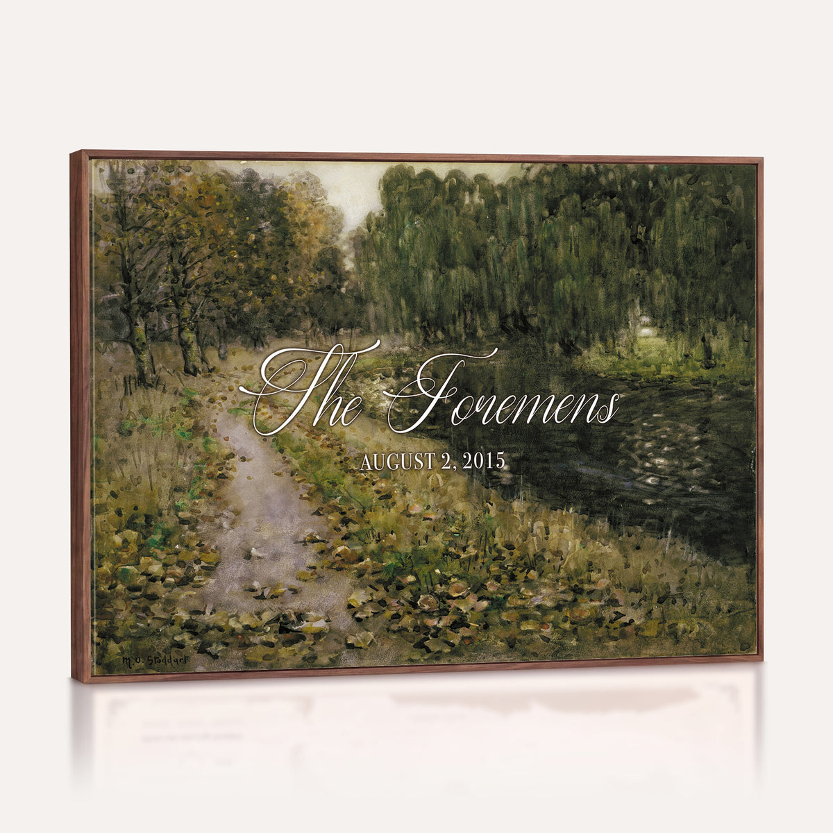 45791465-MCV-HS-36X24 - Personalized Family Name Sign | Woodland Path Vintage Landscape Canvas | Wedding Gift
